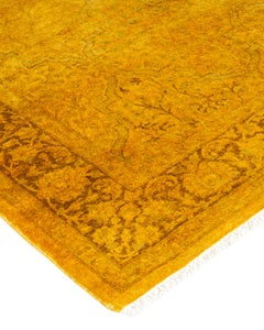 Overdyed Hand Knotted Wool Yellow Area Rug