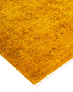 Overdyed Hand Knotted Wool Yellow Area Rug