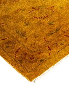 Overdyed Hand Knotted Wool Yellow Area Rug