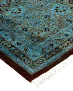 Overdyed Hand Knotted Wool Yellow Area Rug
