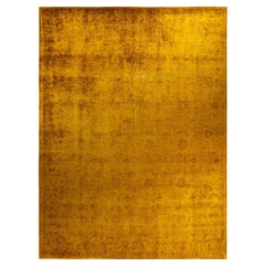 Overdyed Hand Knotted Wool Yellow Area Rug