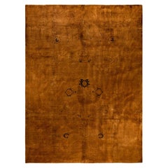 Overdyed Hand Knotted Wool Orange Area Rug