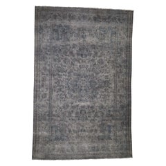 Overdyed Kerman Pure Wool Hand Knotted Worn Pile Oriental Rug