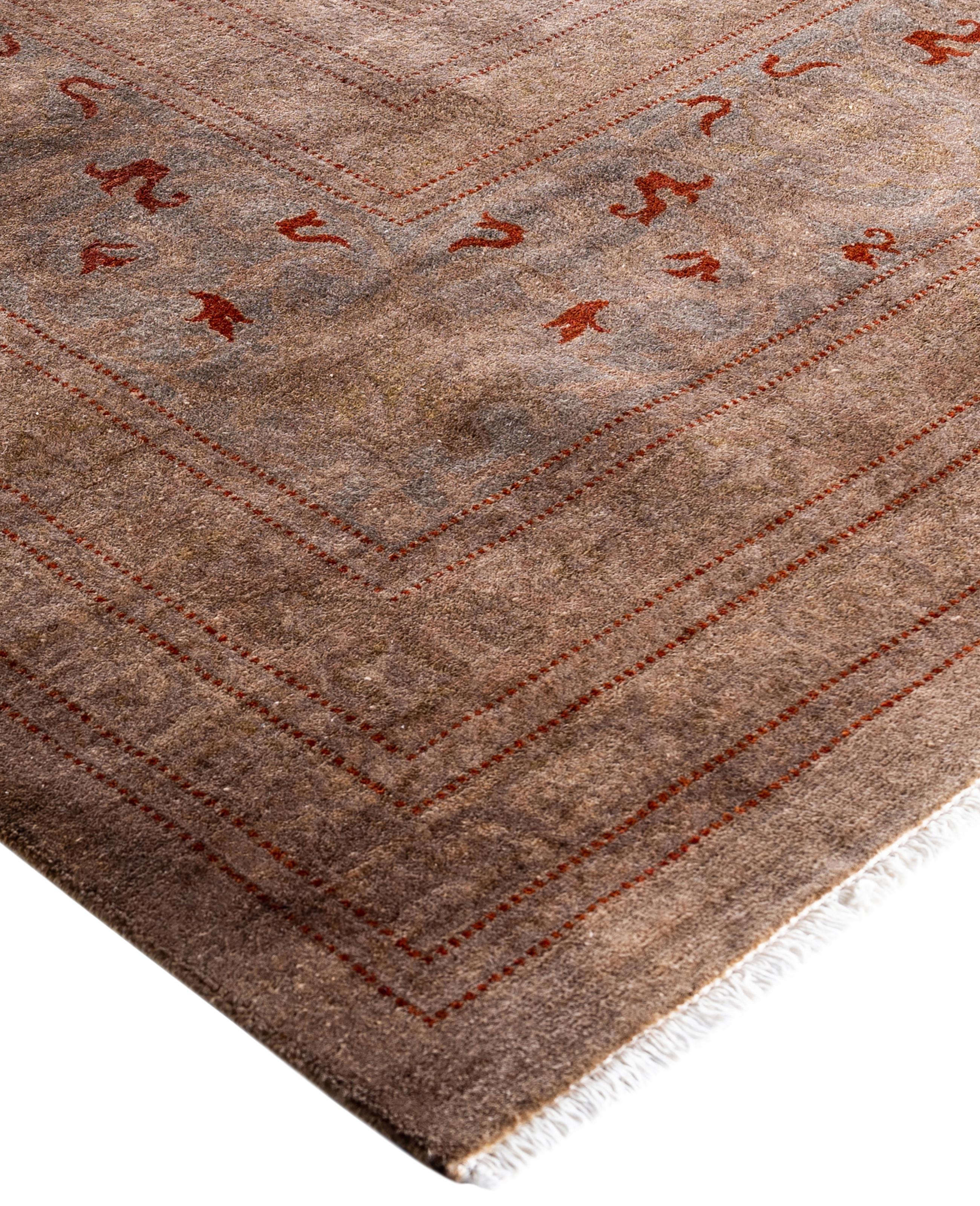 Over-dyed area rugs are created by taking vintage or traditional rugs and applying a vibrant, monochromatic dye over the existing patterns. This technique results in a bold, modern aesthetic while preserving the intricate designs beneath, blending