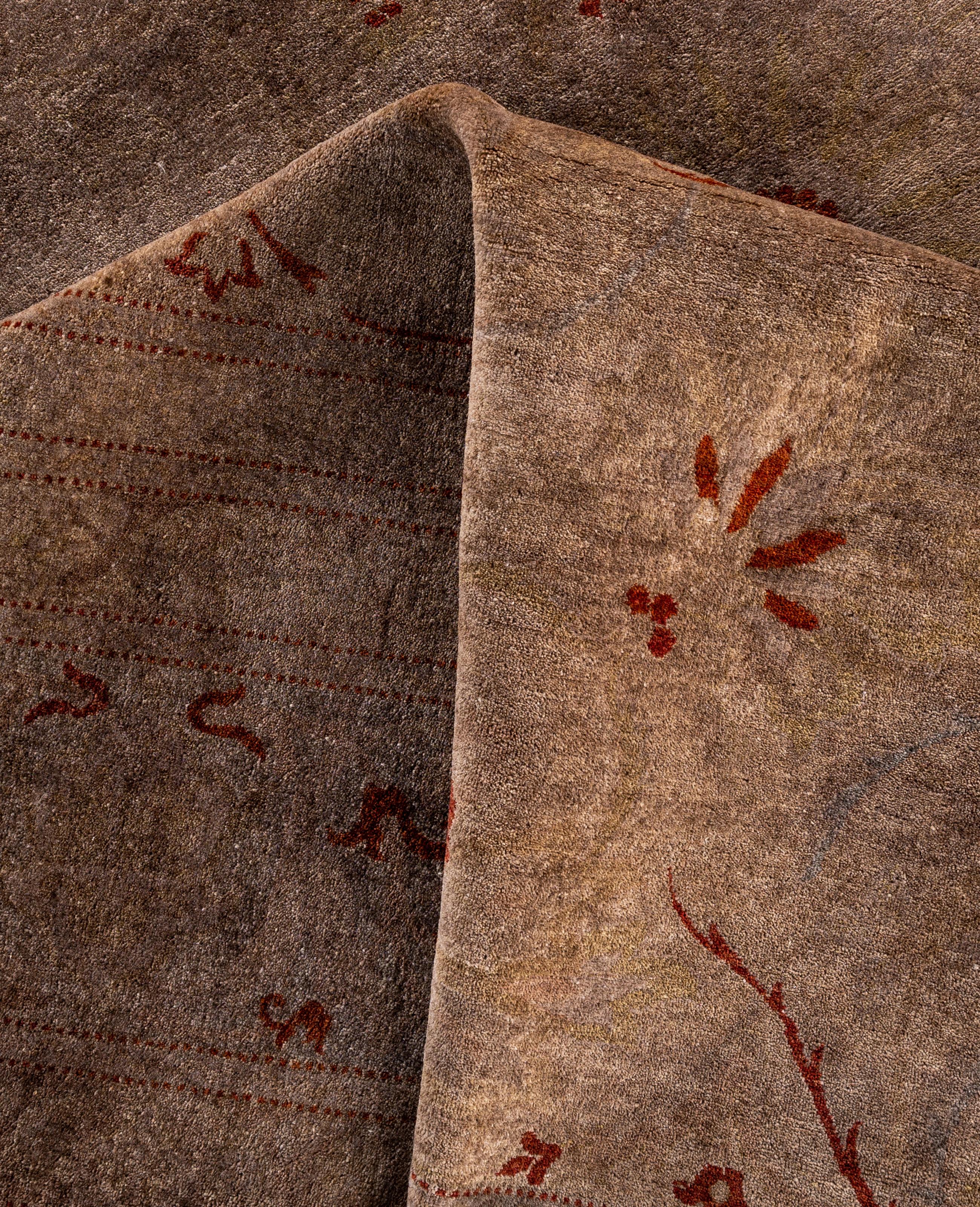 Overdyed One-of-a-Kind Wool Beige Area Rug 10' 1