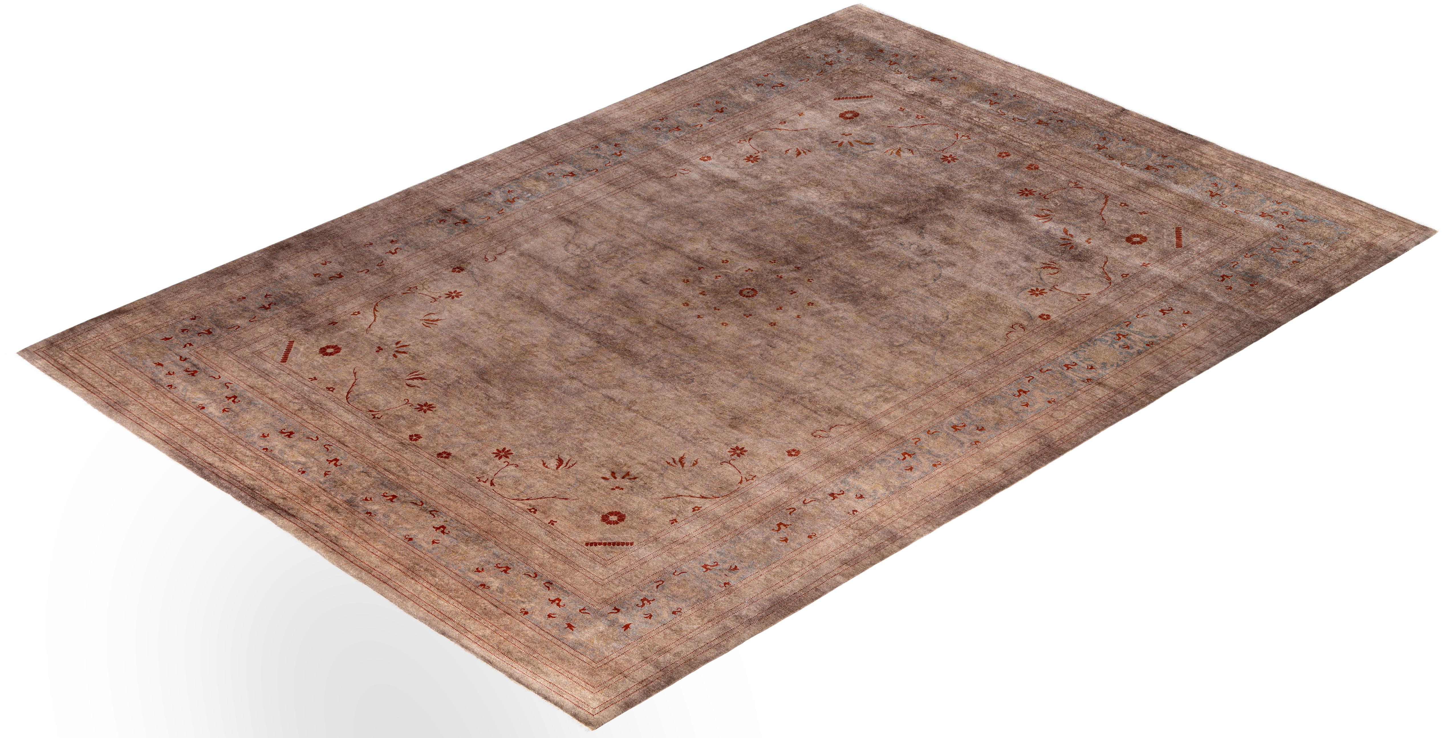 Overdyed One-of-a-Kind Wool Beige Area Rug 10' 1