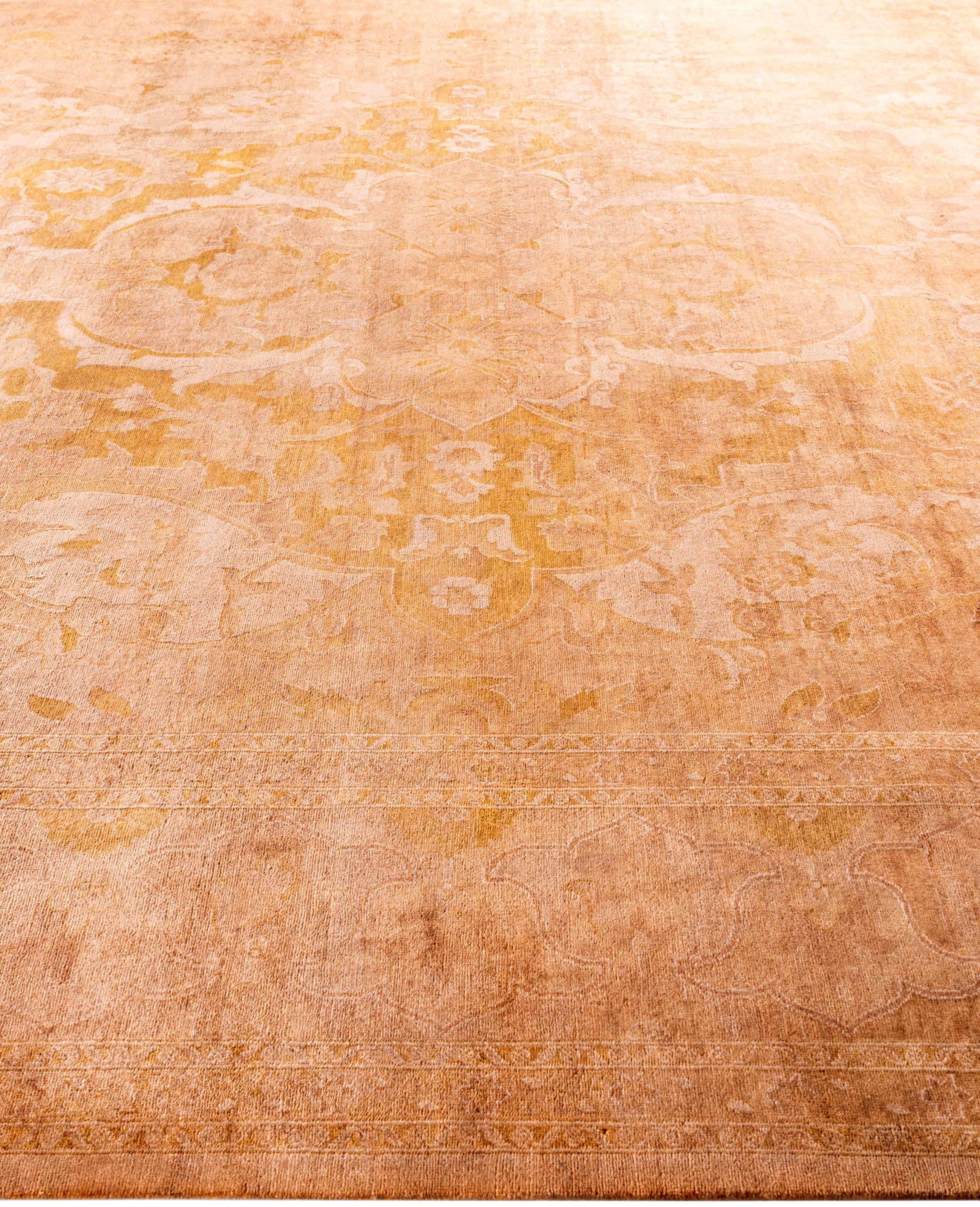 Overdyed Einzigartige Wolle Beige Bereich Teppich 10' 3