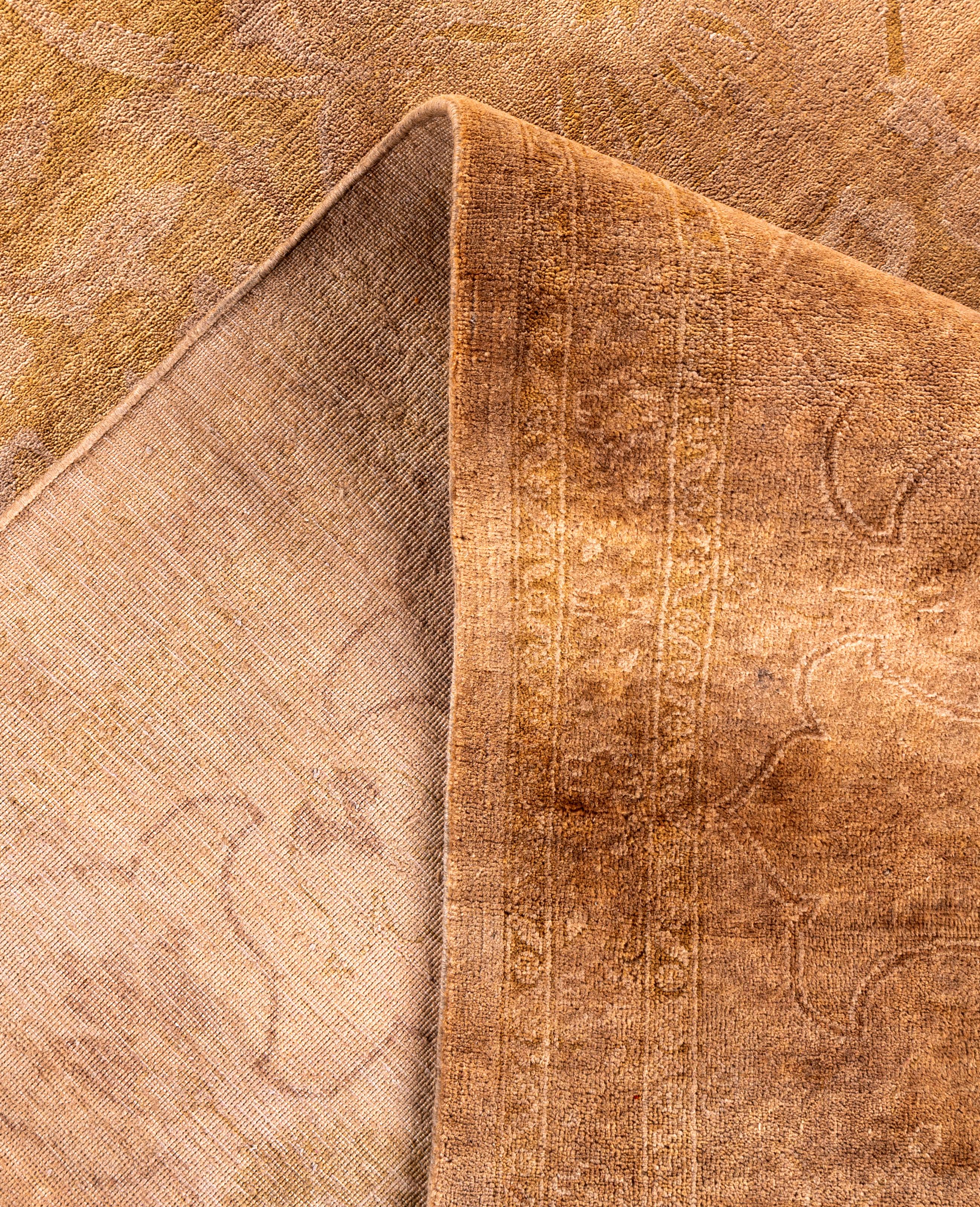 Overdyed Einzigartige Wolle Beige Bereich Teppich 10' 3