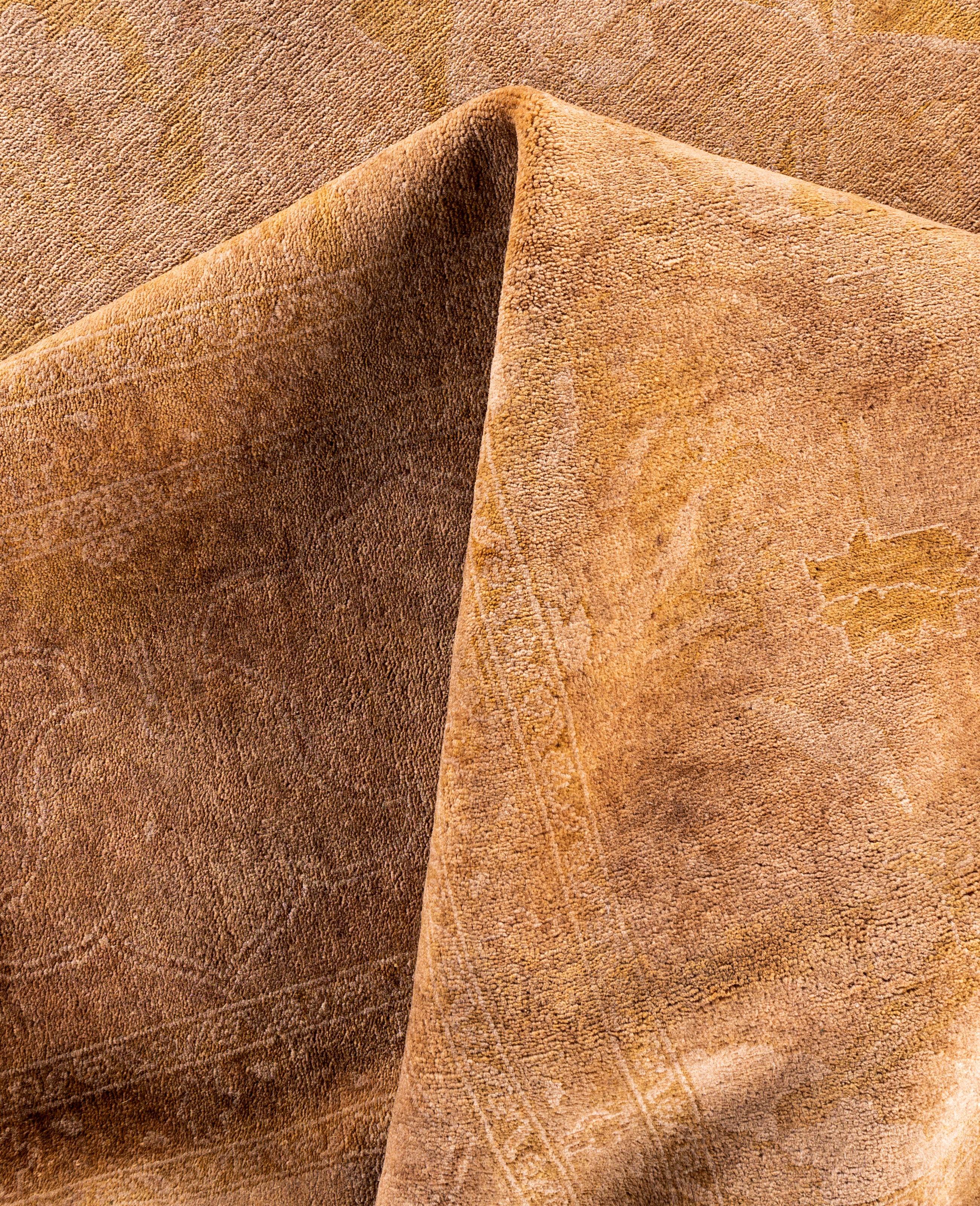 Overdyed Einzigartige Wolle Beige Bereich Teppich 10' 3
