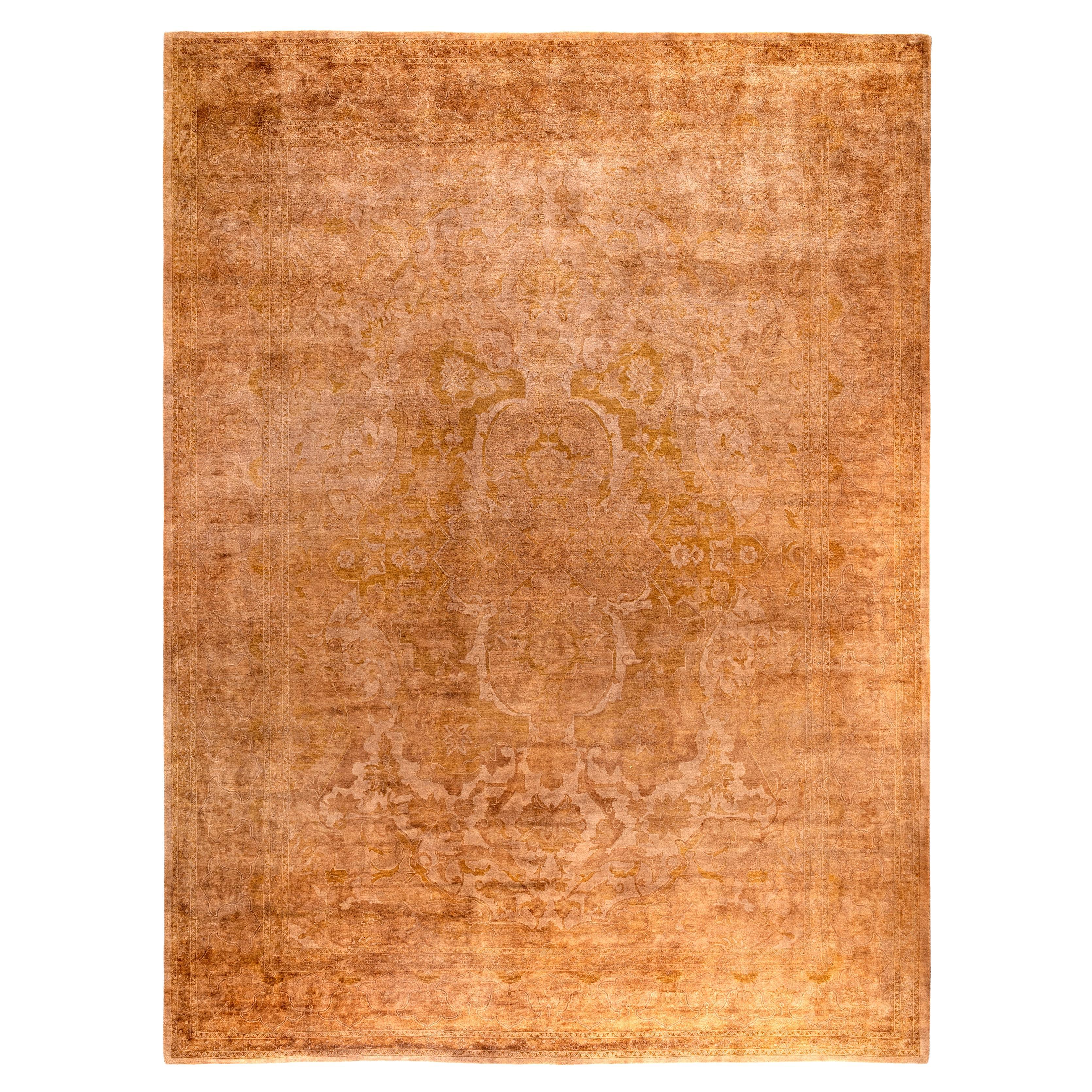 Tapis de zone en laine beige Overdyed One-of-a-Kind 10' 3" x 13' 8"