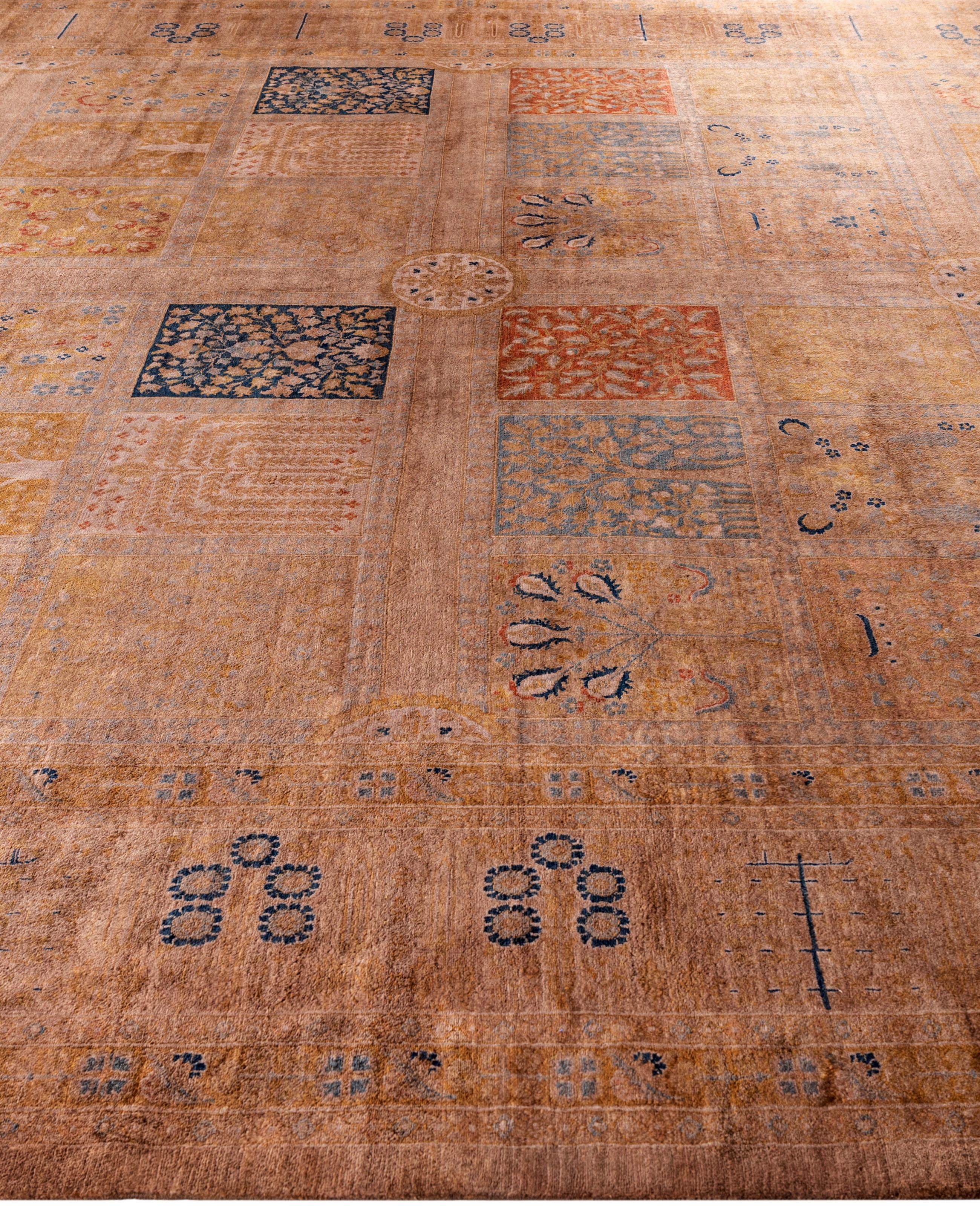 Alfombra de lana Overdyed Única Beige 10' 3