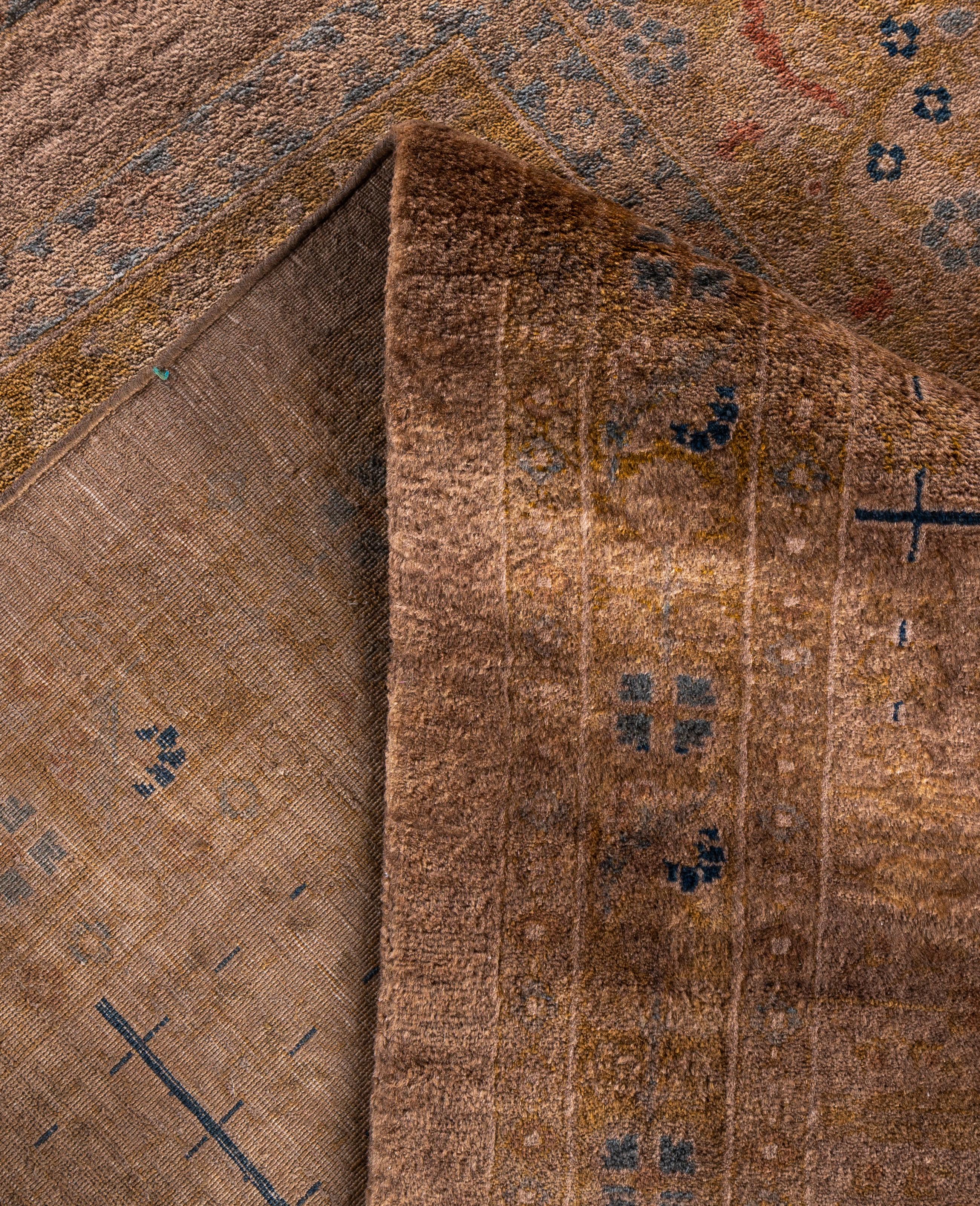 Alfombra de lana Overdyed Única Beige 10' 3