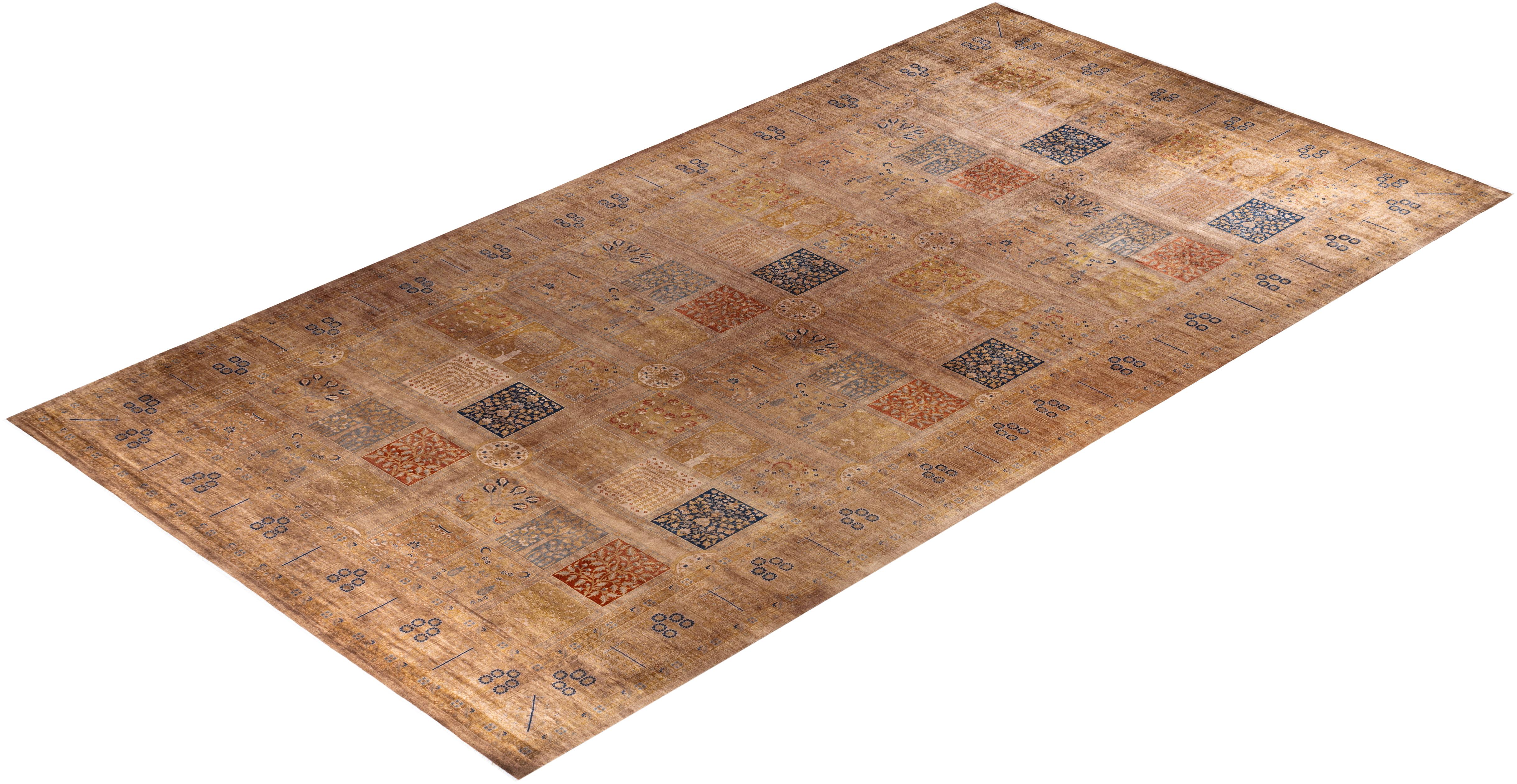 Alfombra de lana Overdyed Única Beige 10' 3