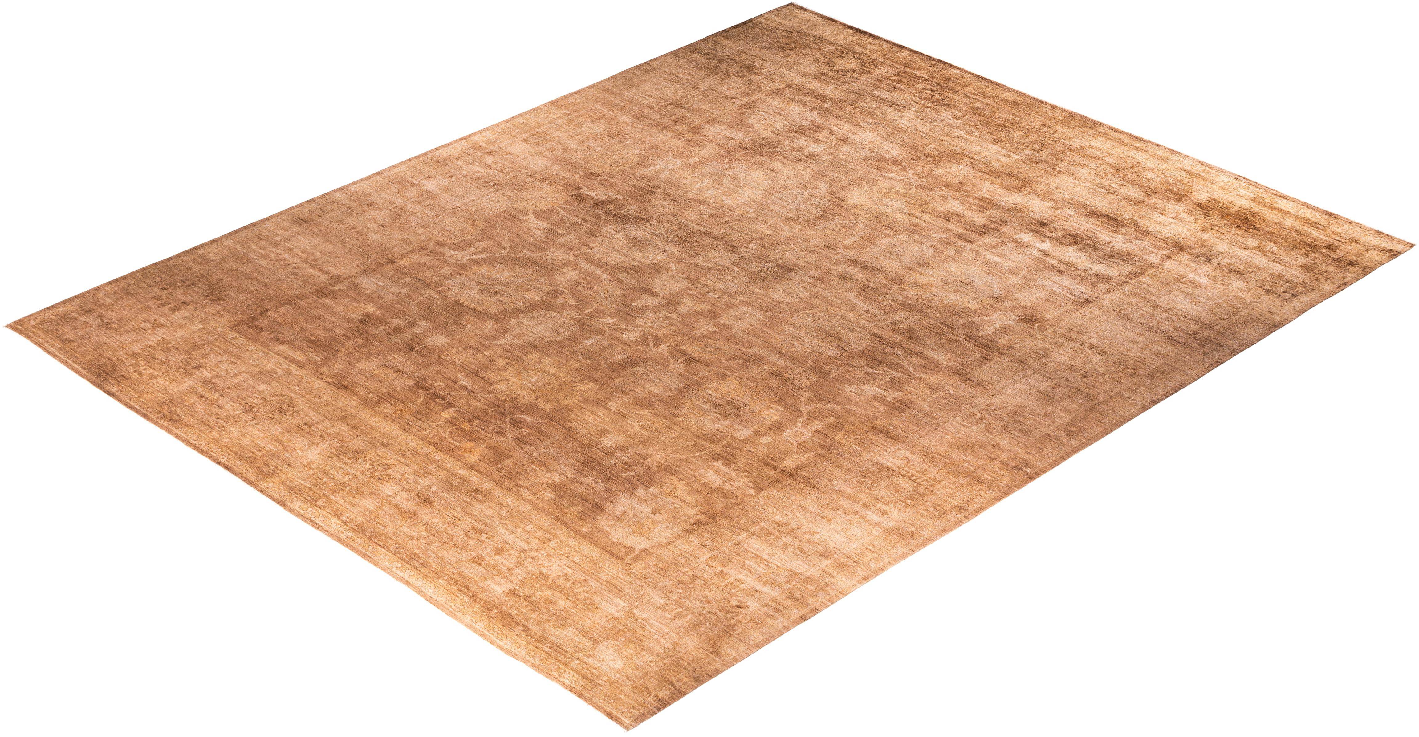 Overdyed One-of-a-Kind Wool Beige Area Rug 12' 1