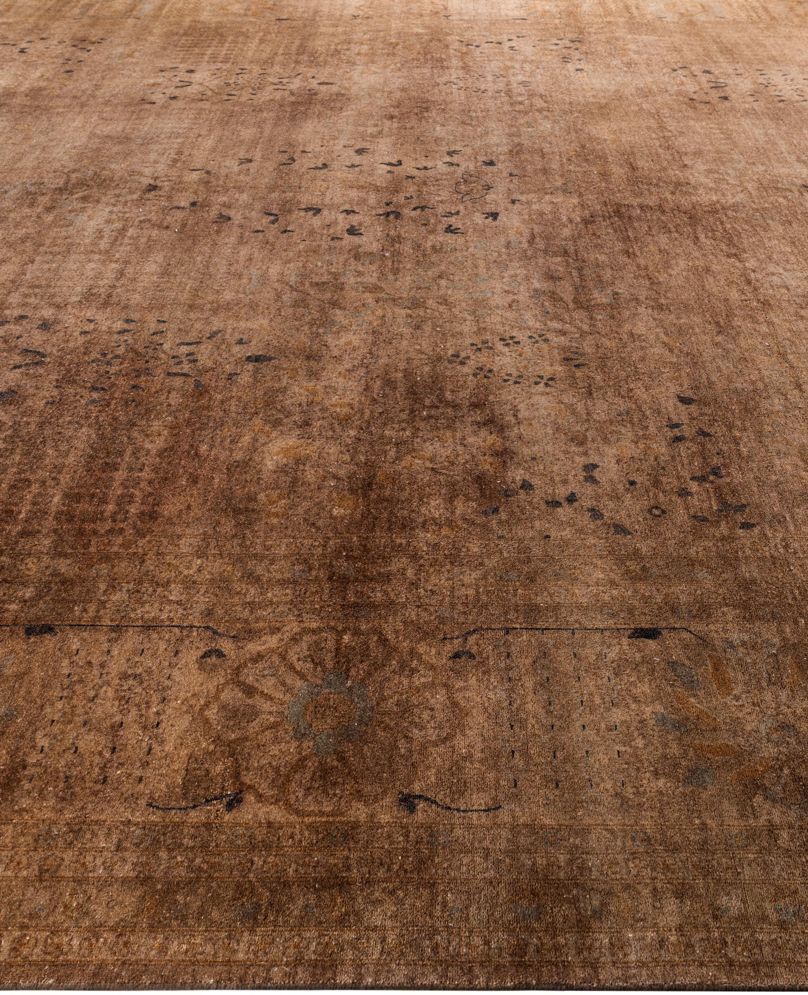 Annodato a mano Tappeto da giardino Overdyed One-of-a-Kind Wool Beige 12' 1