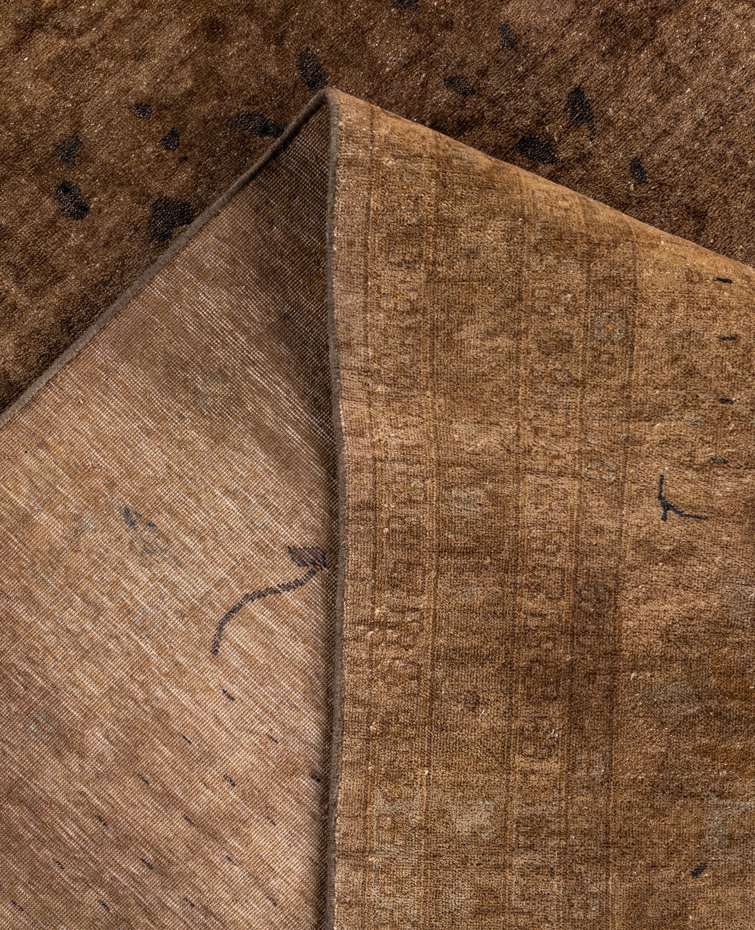 XXI secolo e contemporaneo Tappeto da giardino Overdyed One-of-a-Kind Wool Beige 12' 1