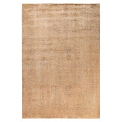 Tapis de sol en laine beige surteintée, unique en son genre 6' 0" x 8' 9"