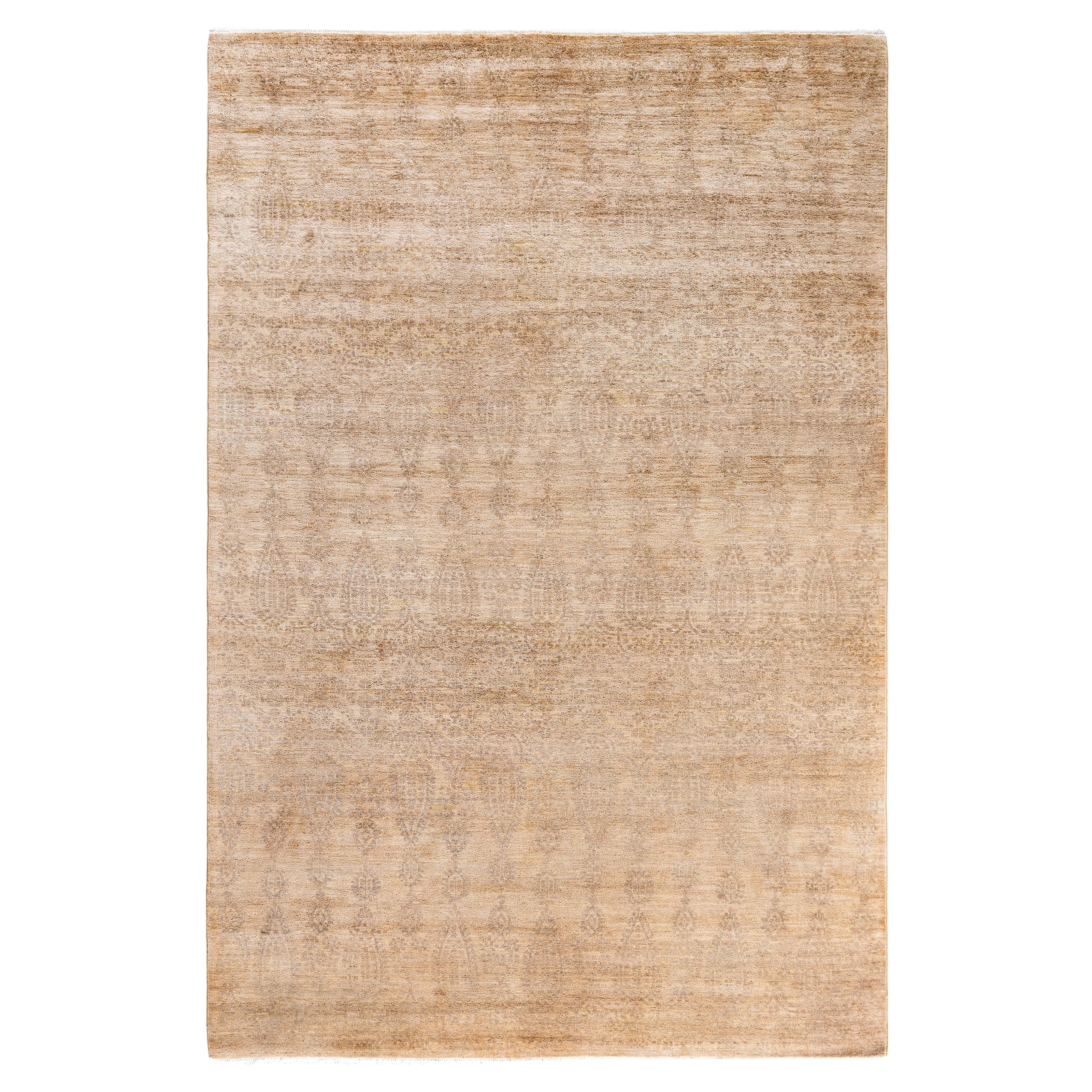 Tappeto da giardino Overdyed One of a-Kind Wool Beige 6' 0" x 9' 1" in vendita
