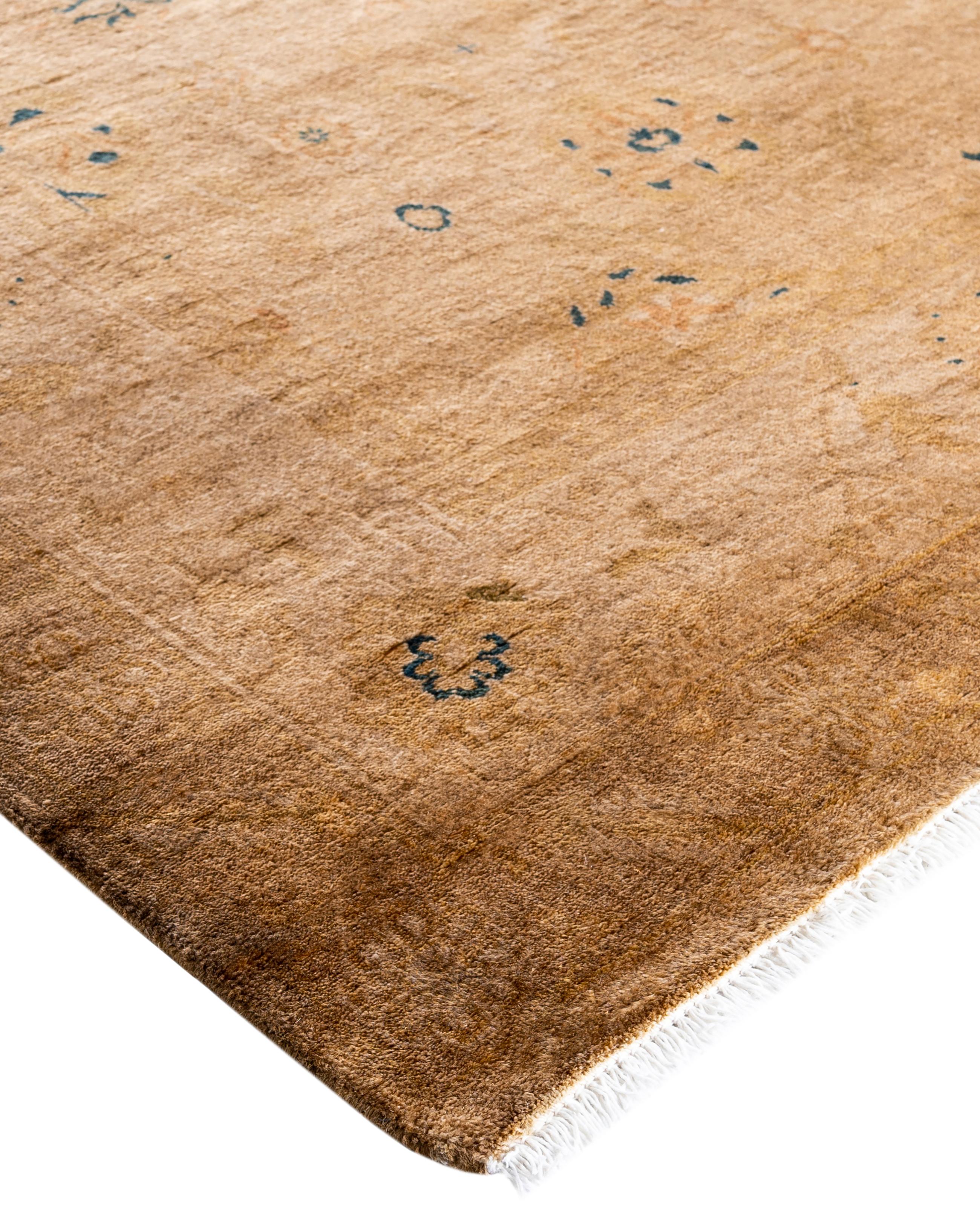 Over-dyed area rugs are created by taking vintage or traditional rugs and applying a vibrant, monochromatic dye over the existing patterns. This technique results in a bold, modern aesthetic while preserving the intricate designs beneath, blending