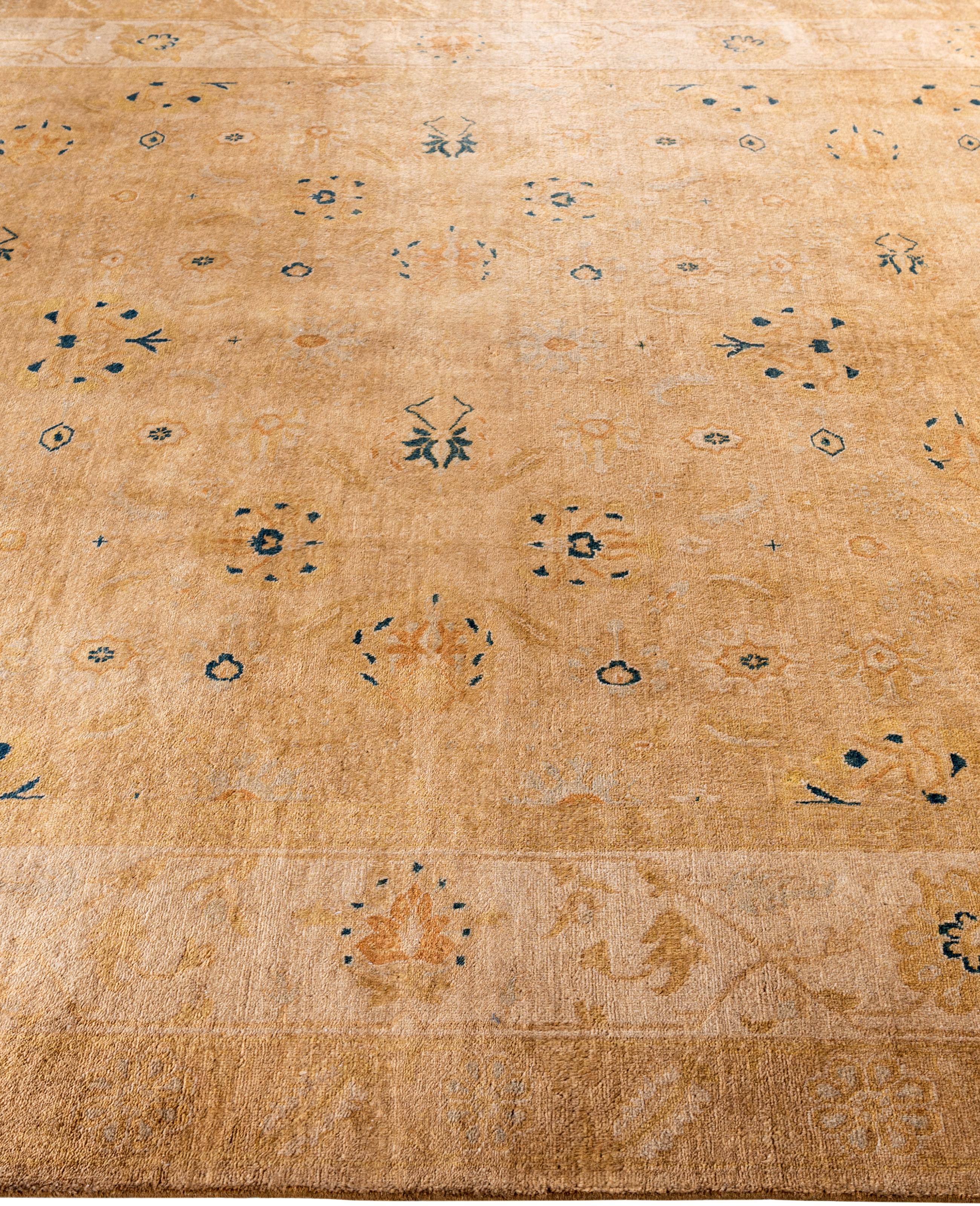 Hand-Knotted Overdyed One-of-a-Kind Wool Beige Area Rug 6' 1