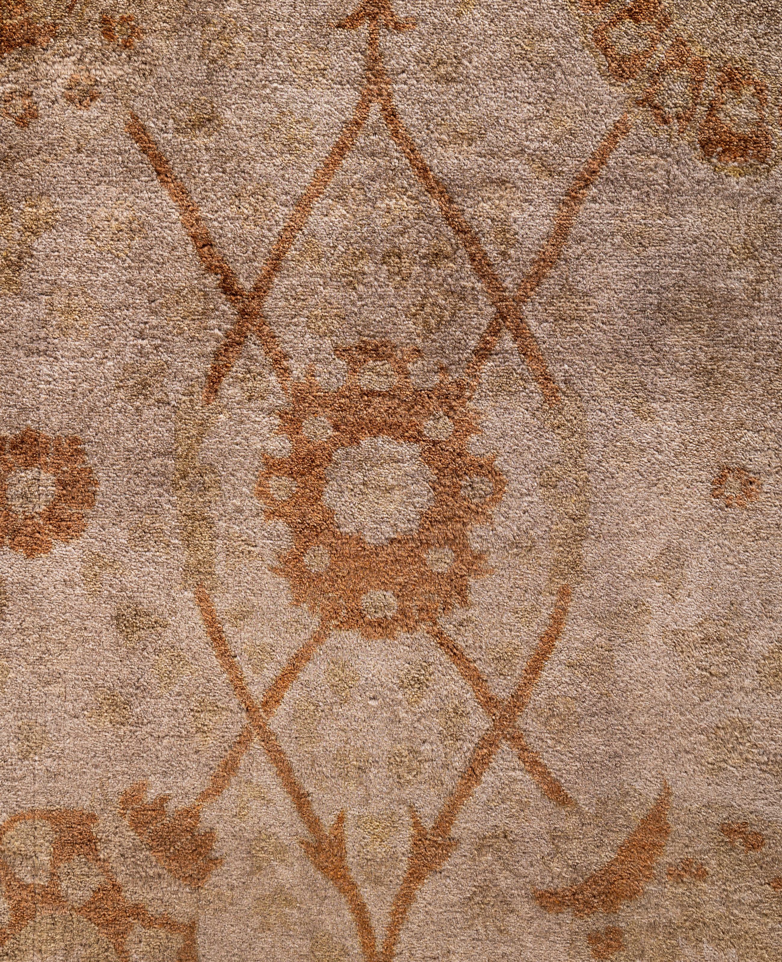 Pakistano Tappeto da giardino Overdyed One-of-a-Kind Wool Beige 6' 4
