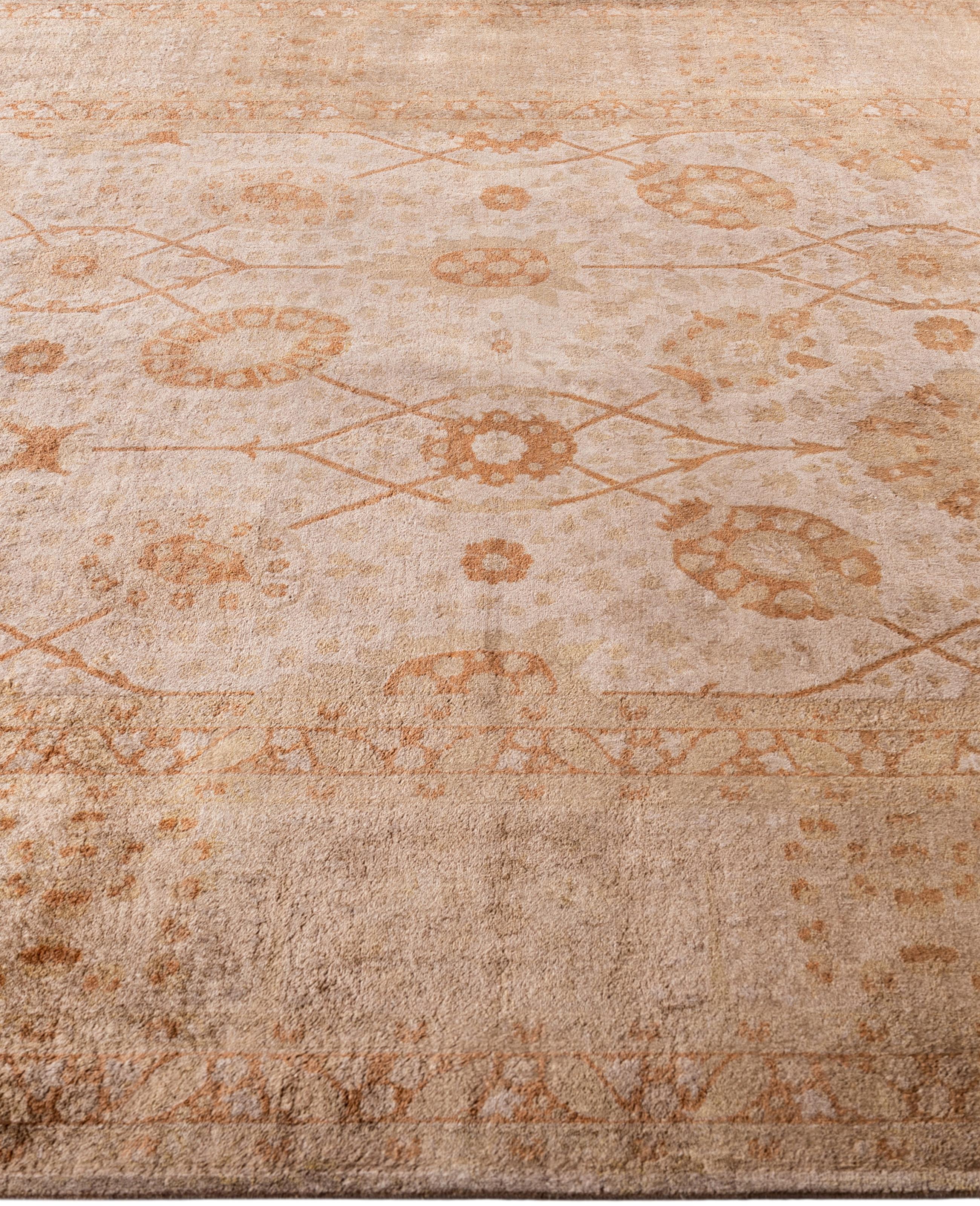 Annodato a mano Tappeto da giardino Overdyed One-of-a-Kind Wool Beige 6' 4