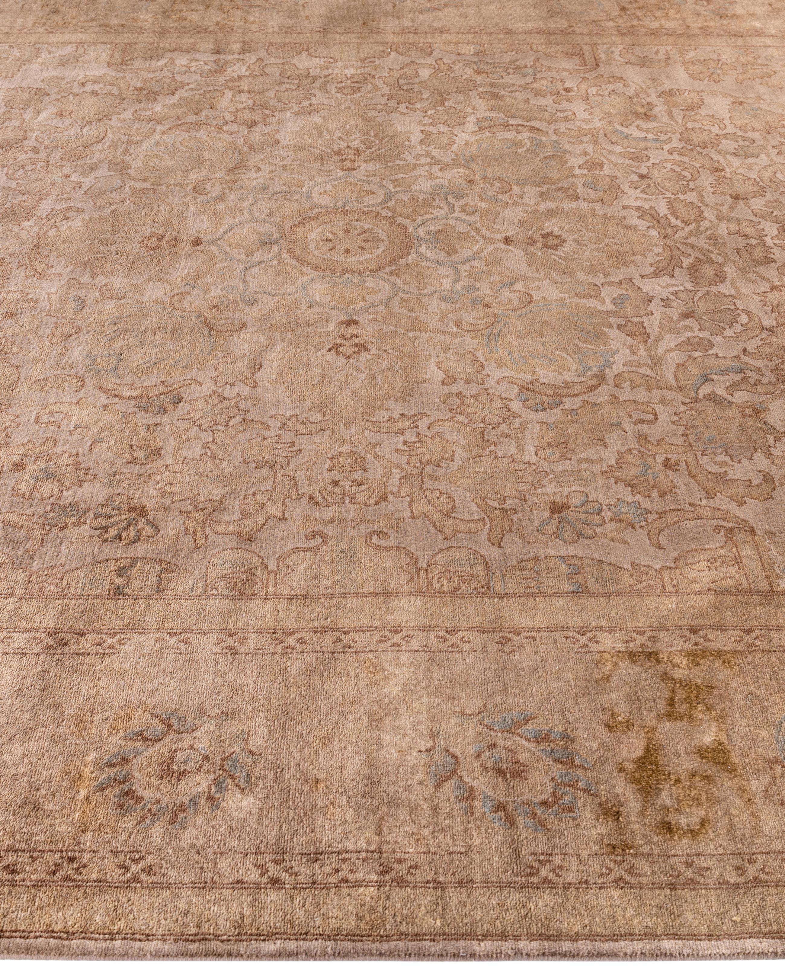 Annodato a mano Tappeto da giardino Overdyed One of a-Kind Wool Beige 8' 1