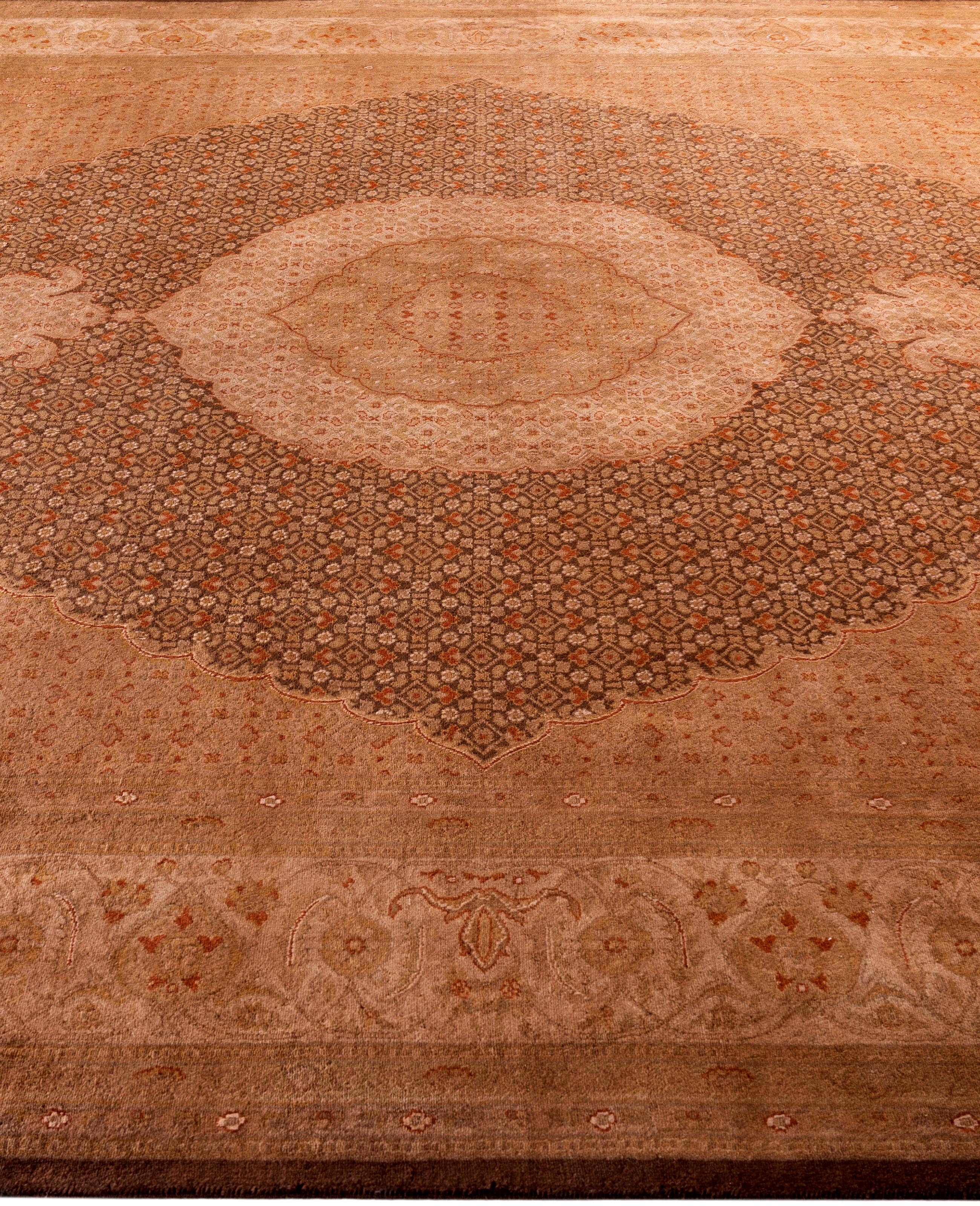 Alfombra de lana Overdyed Única Beige 8' 2