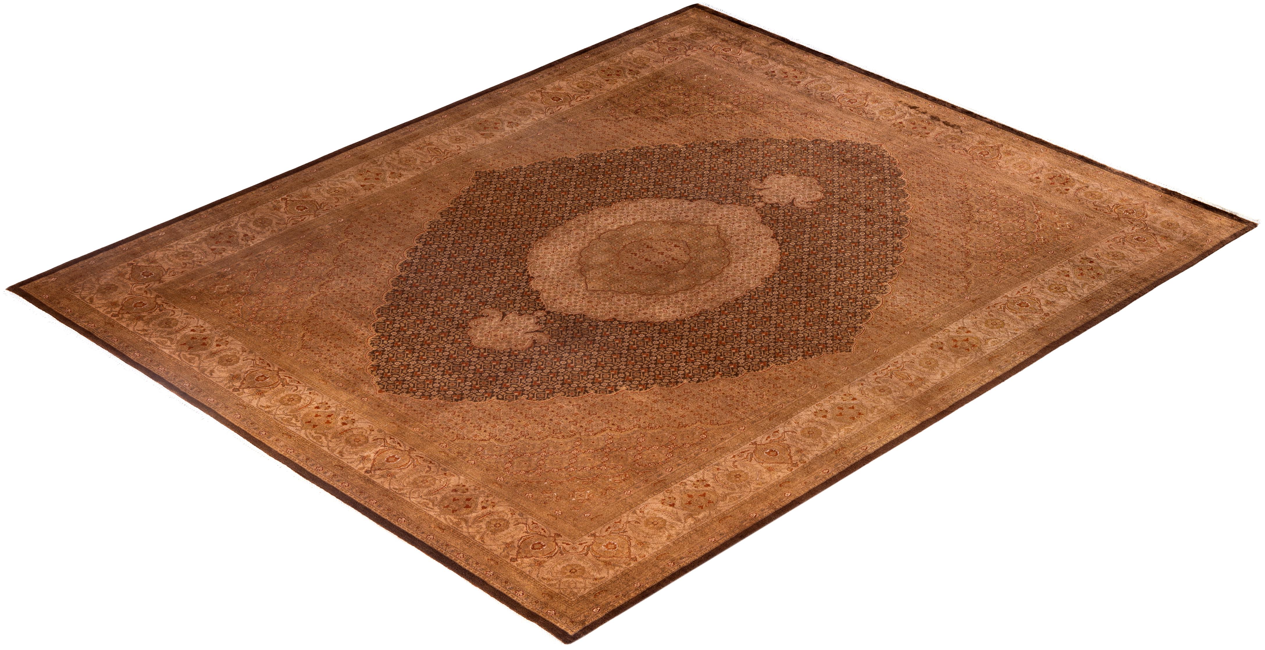 Alfombra de lana Overdyed Única Beige 8' 2