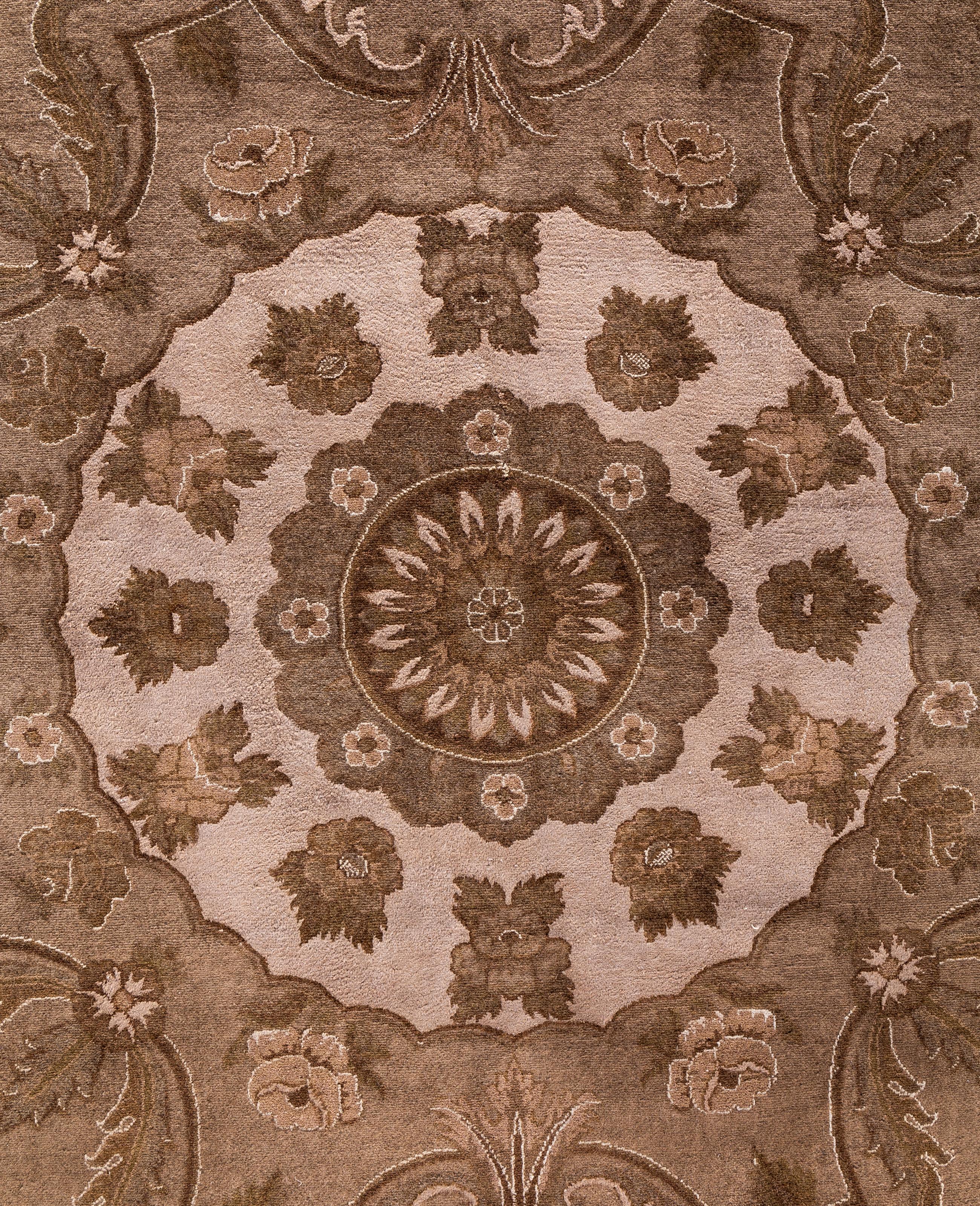 Alfombra de lana Overdyed Única Beige 8' 2
