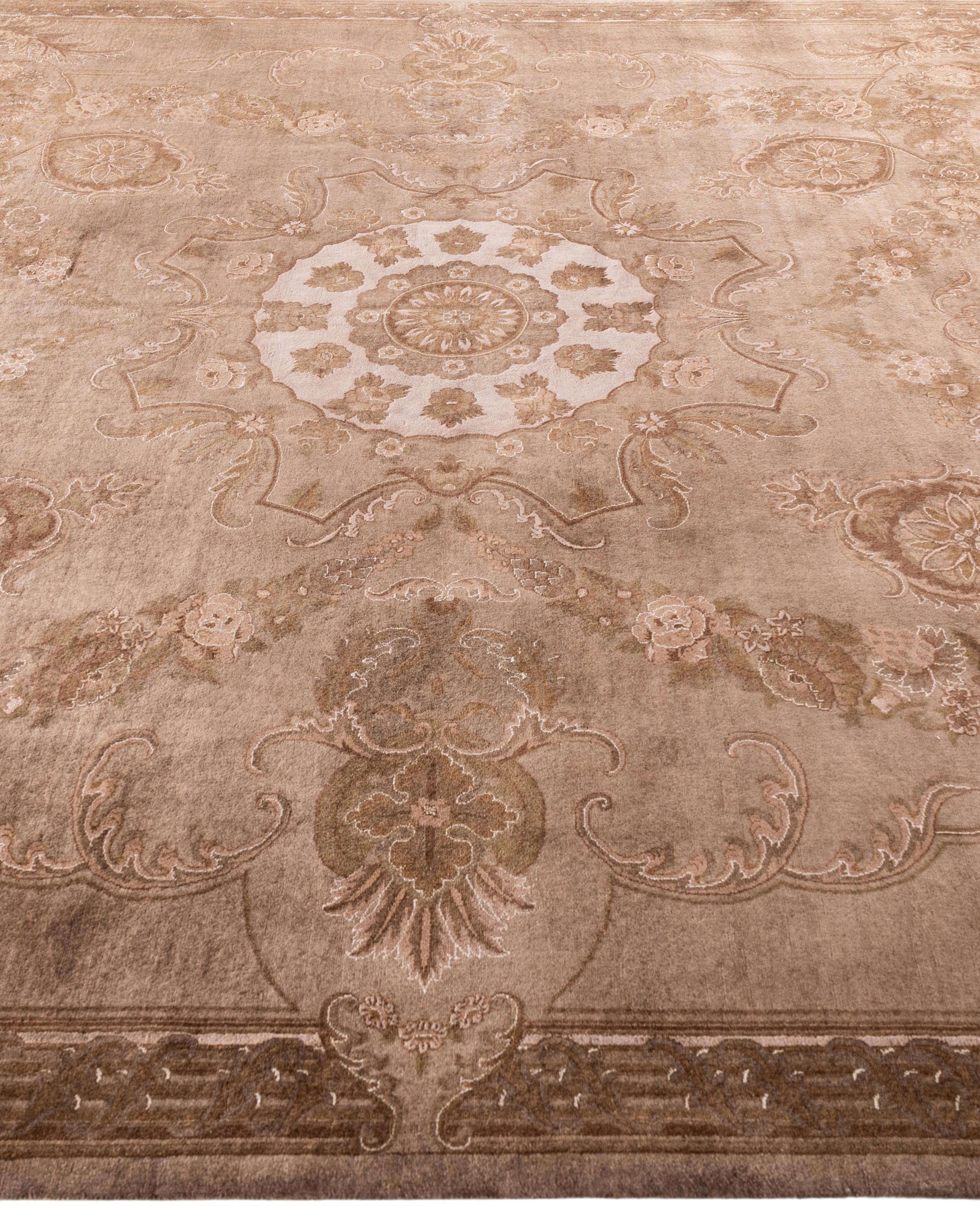 Alfombra de lana Overdyed Única Beige 8' 2