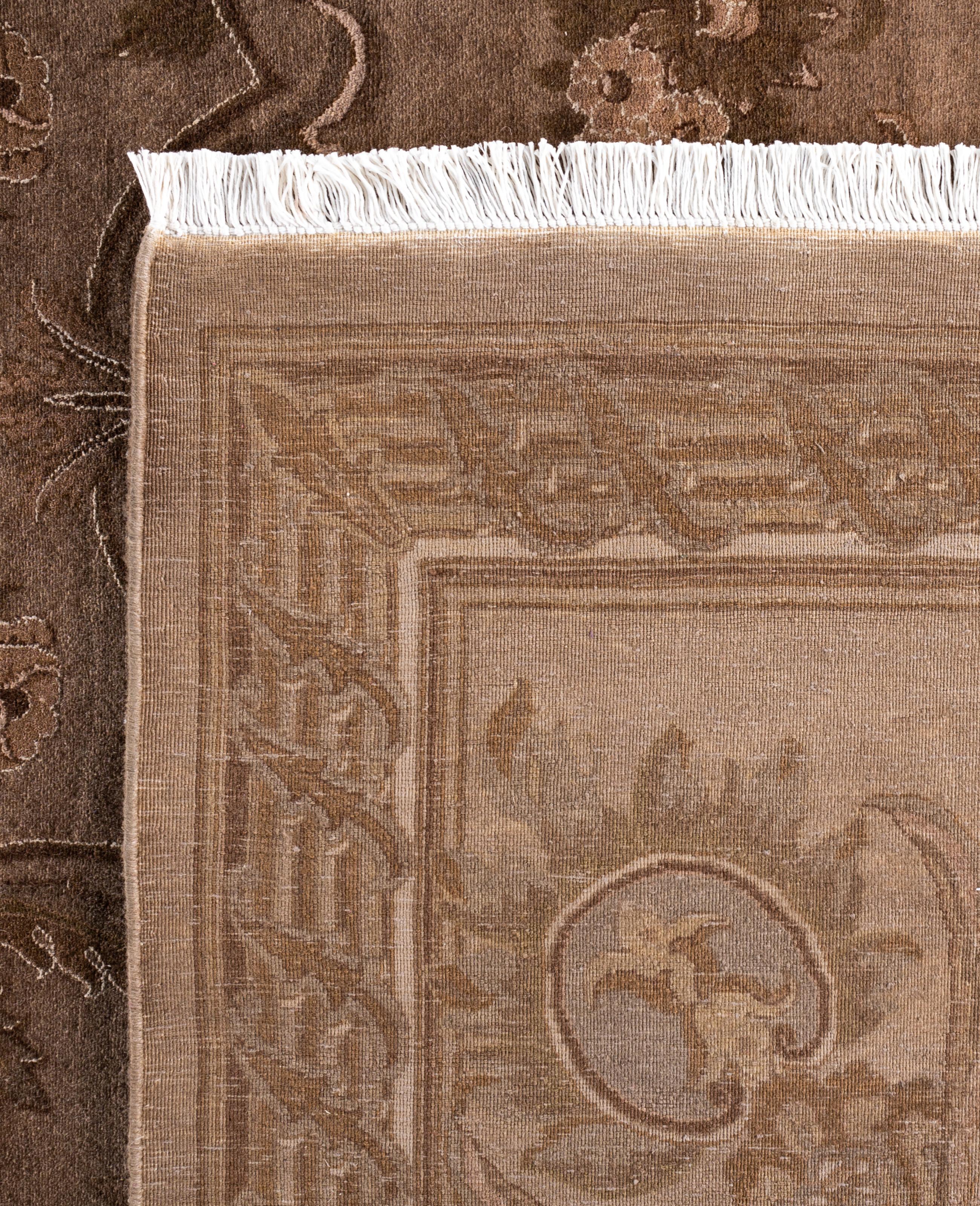 Alfombra de lana Overdyed Única Beige 8' 2
