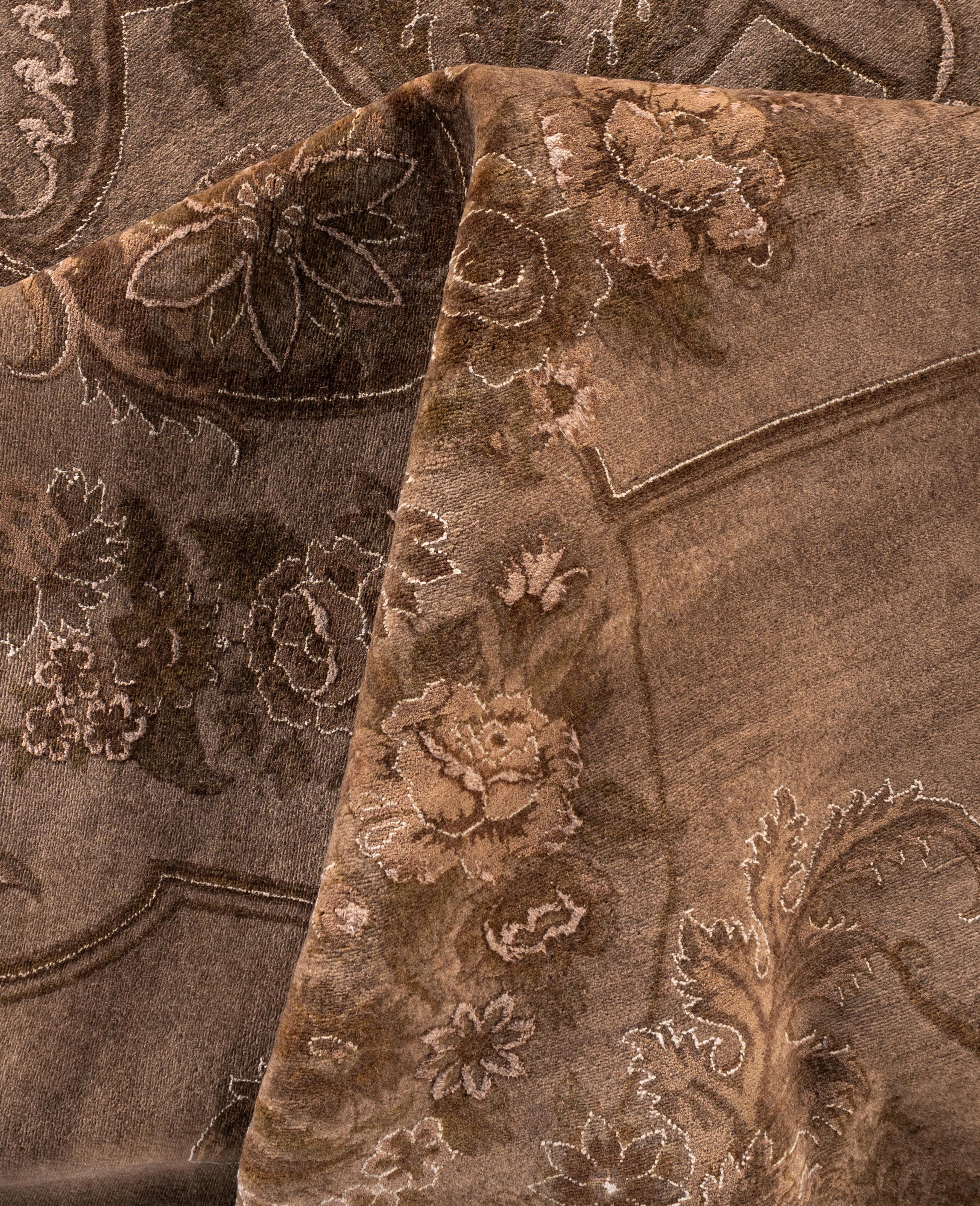 Alfombra de lana Overdyed Única Beige 8' 2