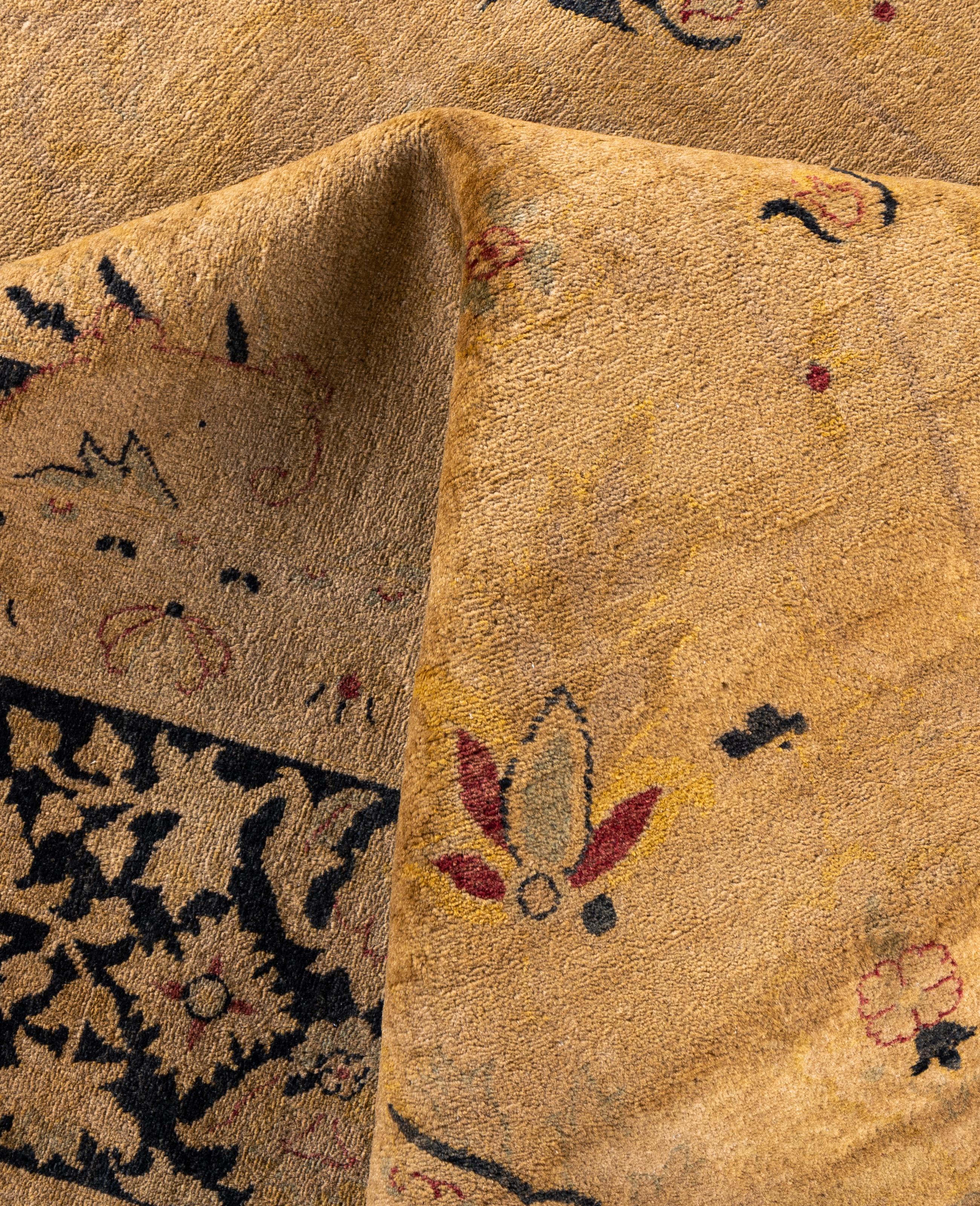 Alfombra de lana Overdyed Única Beige 8' 3