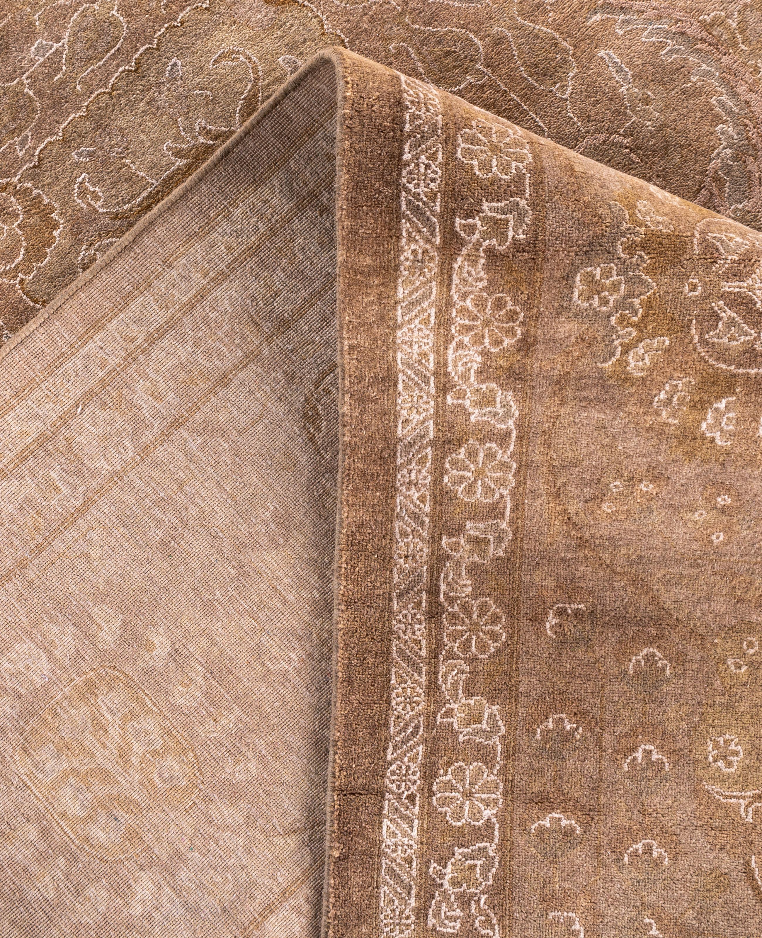 Overdyed Einzigartige Wolle Beige Bereich Teppich 9' 2