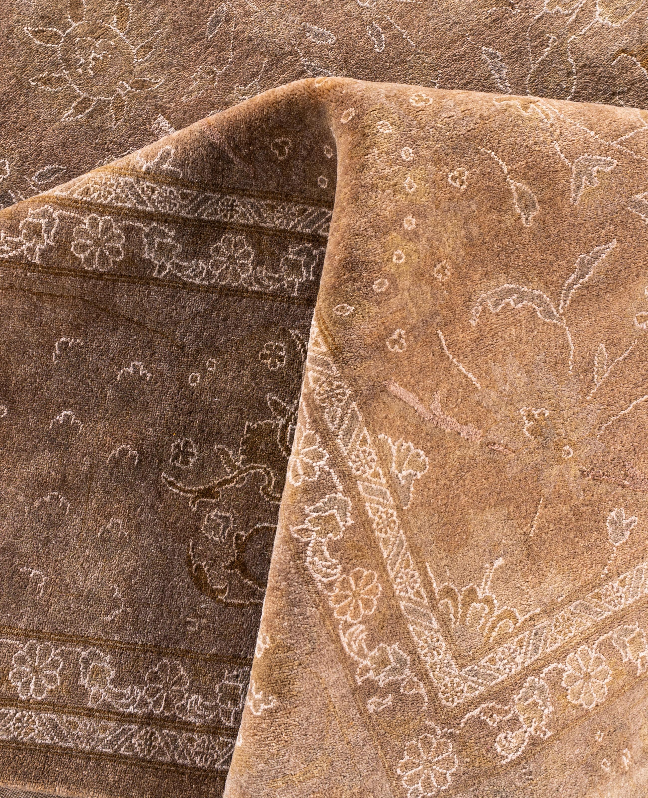 Overdyed Einzigartige Wolle Beige Bereich Teppich 9' 2