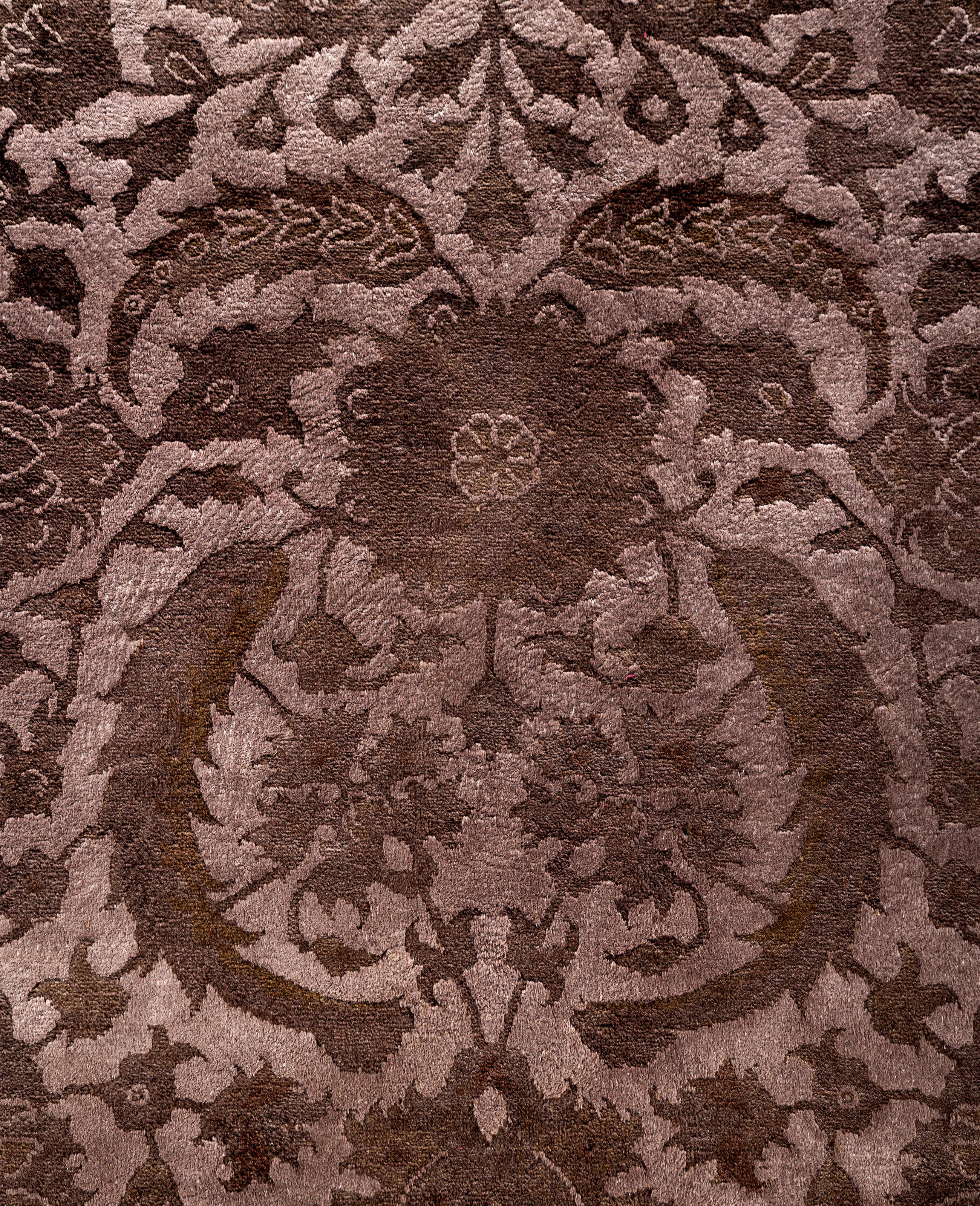 Pakistano Tappeto da giardino beige in lana Overdyed One-of-a-Kind 9' 3