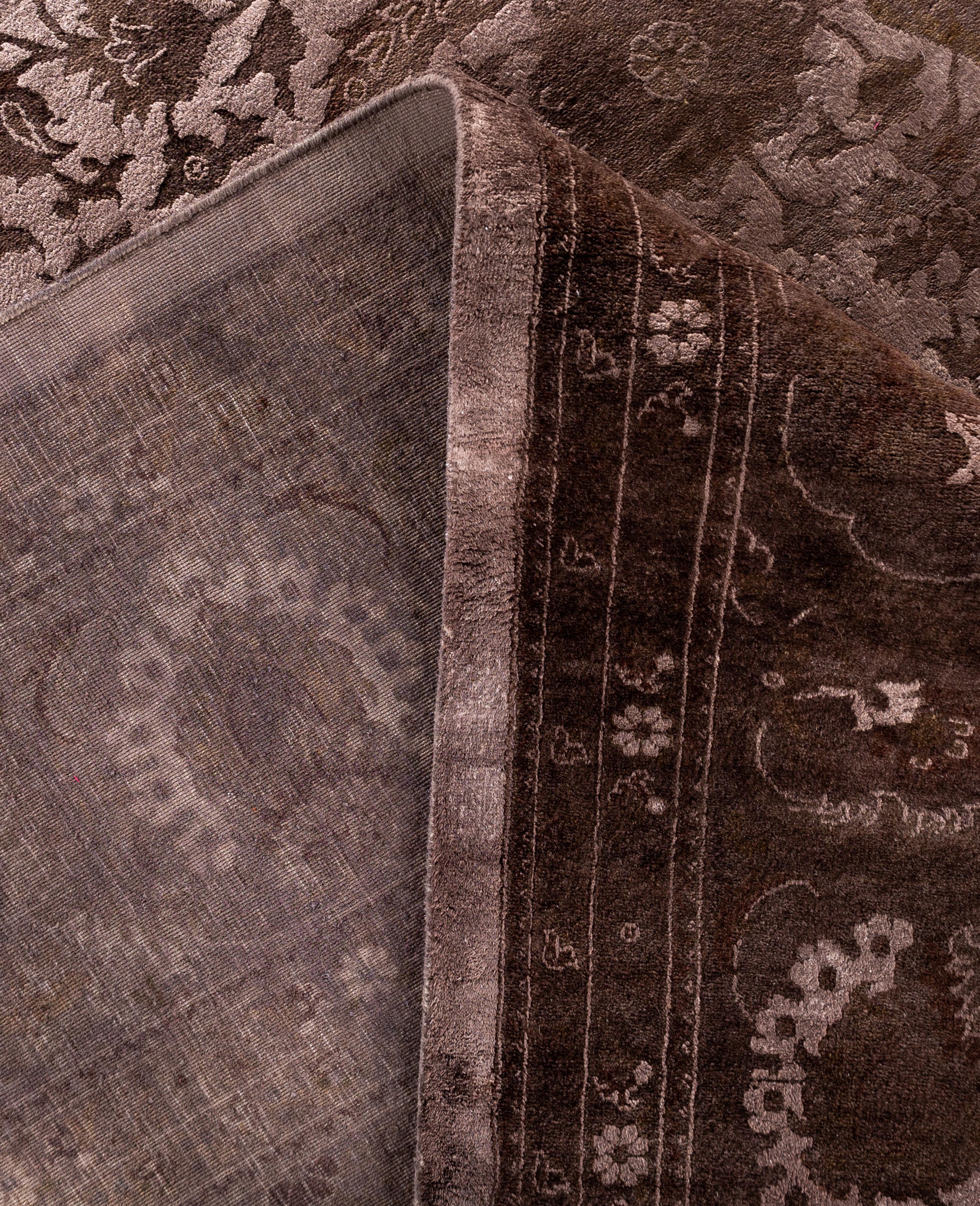 XXI secolo e contemporaneo Tappeto da giardino beige in lana Overdyed One-of-a-Kind 9' 3