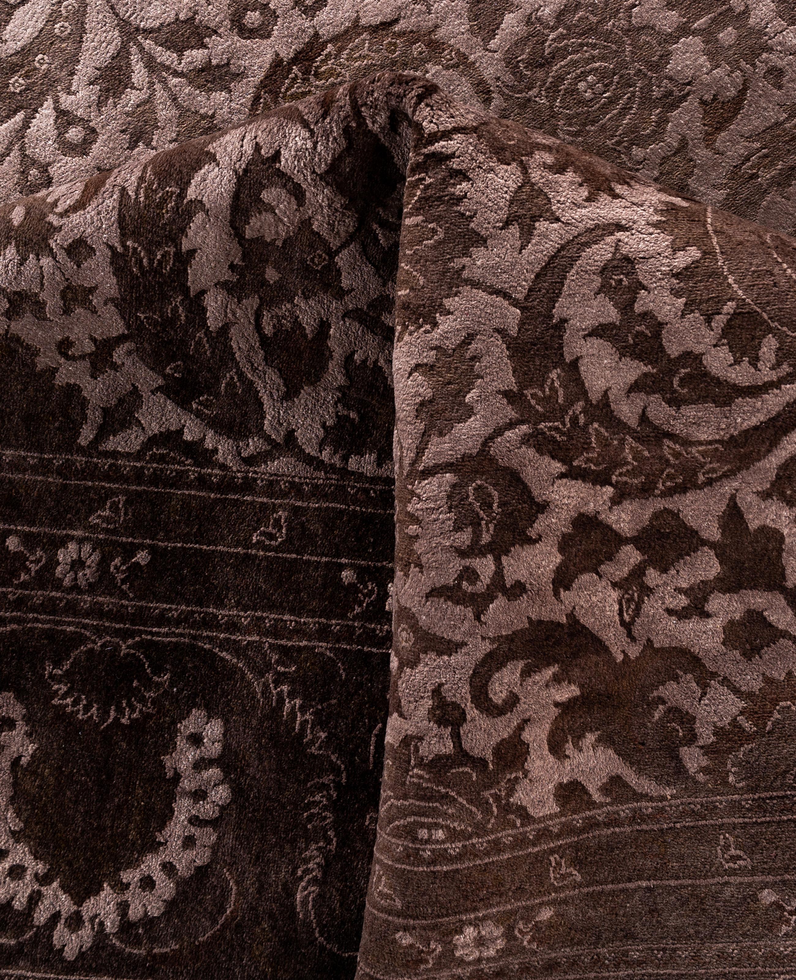 Lana Tappeto da giardino beige in lana Overdyed One-of-a-Kind 9' 3