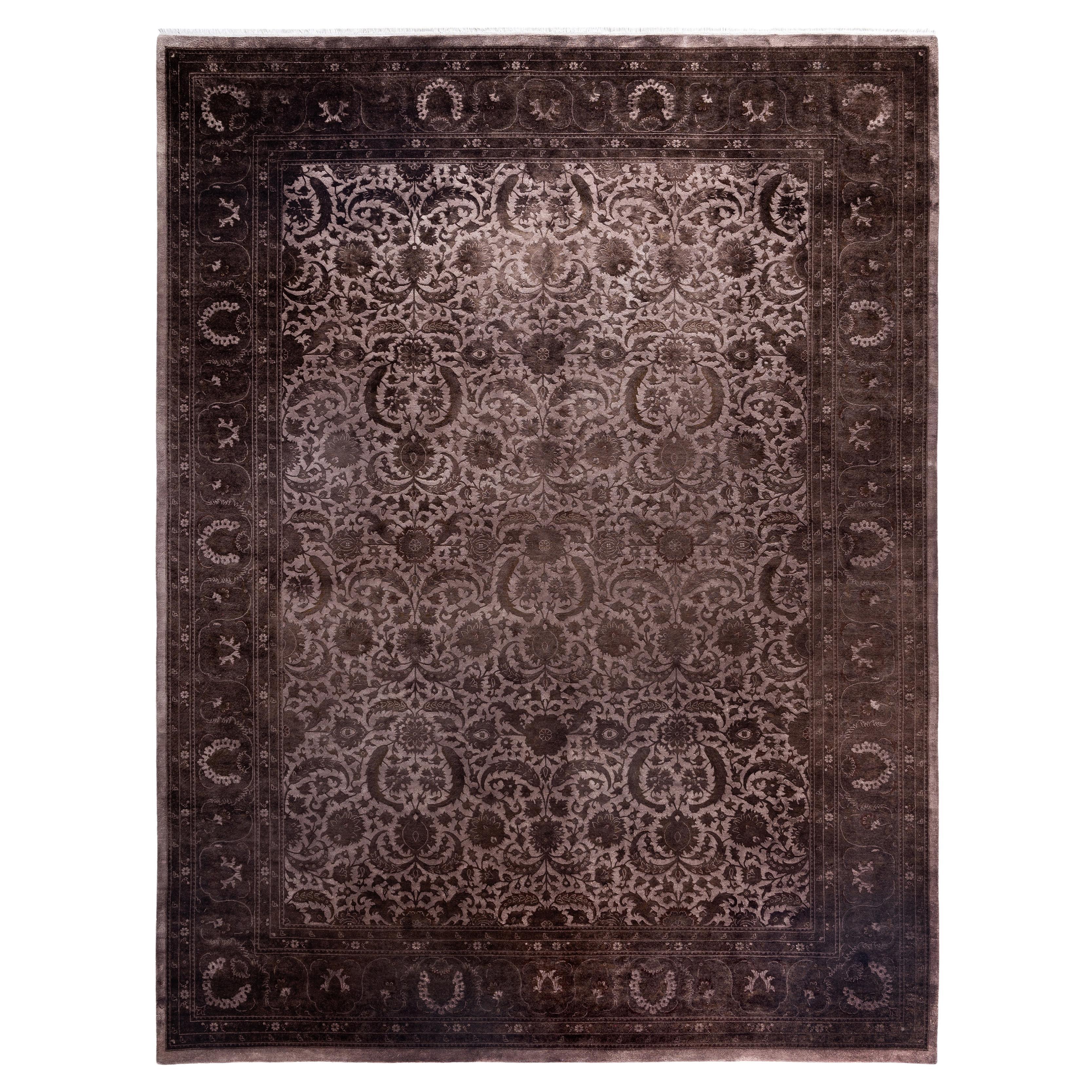 Tappeto da giardino beige in lana Overdyed One-of-a-Kind 9' 3" x 12' 2" in vendita