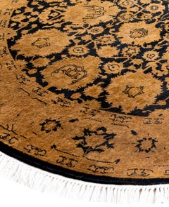 Overdyed One-of-a-Kind Wool Beige Round Area Rug 4' 1" x 4' 1