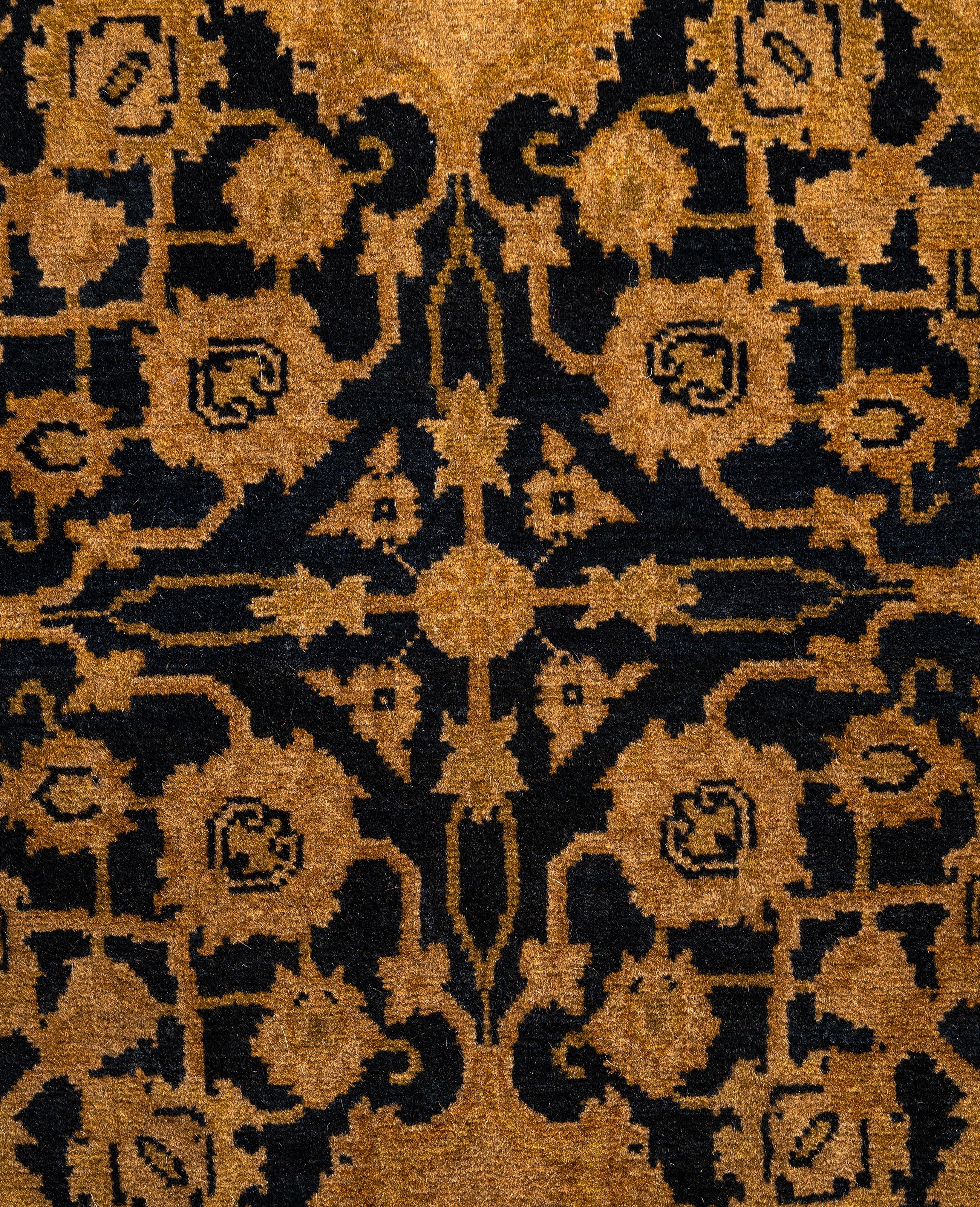 Pakistani Overdyed One-of-a-Kind Wool Beige Round Area Rug 4' 1