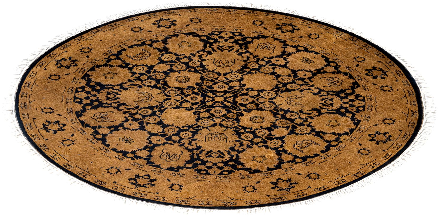 Overdyed One-of-a-Kind Wool Beige Round Area Rug 4' 1
