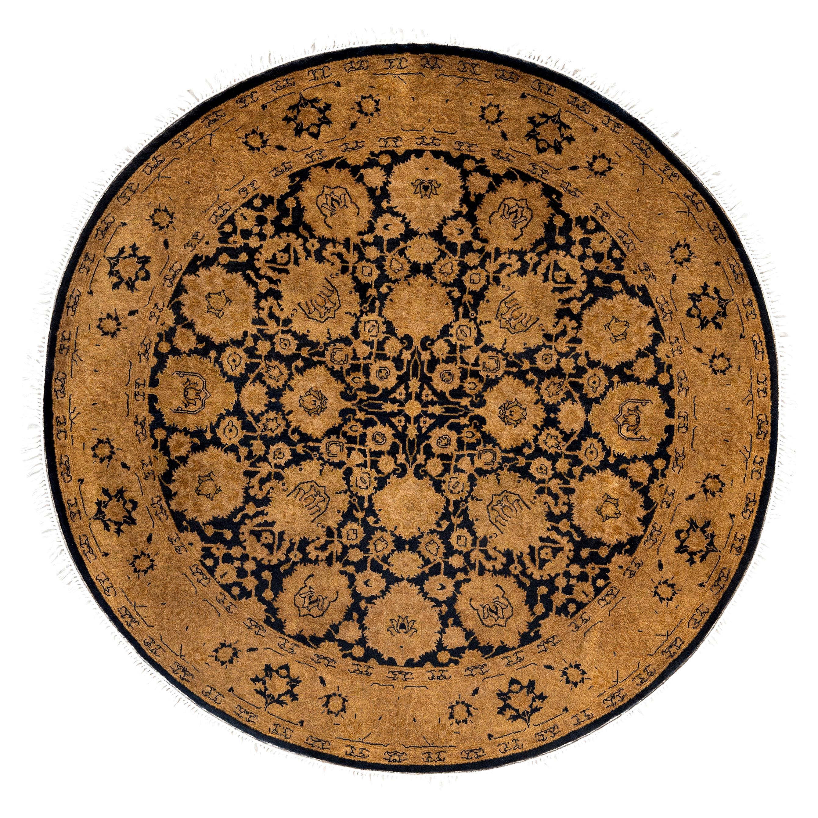 Overdyed One-of-a-Kind Wool Beige Round Area Rug 4' 1" x 4' 1 For Sale