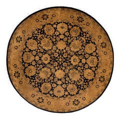 Overdyed One-of-a-Kind Wool Beige Round Area Rug 4' 1" x 4' 1