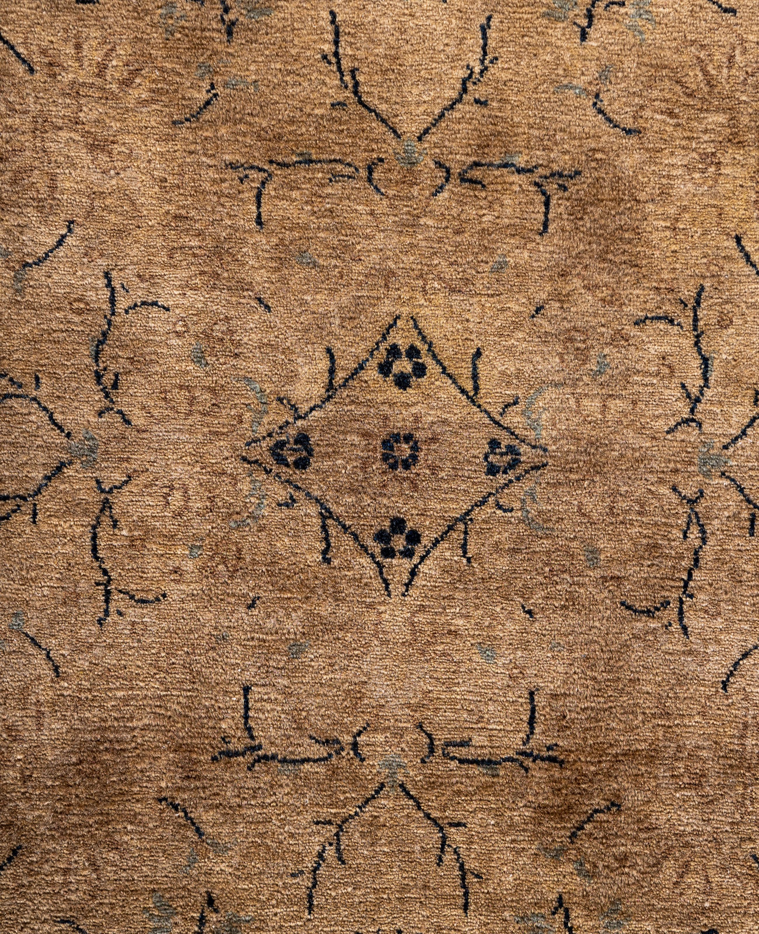 Pakistano Tappeto tondo in lana beige Overdyed One-of-a-Kind 8' 1