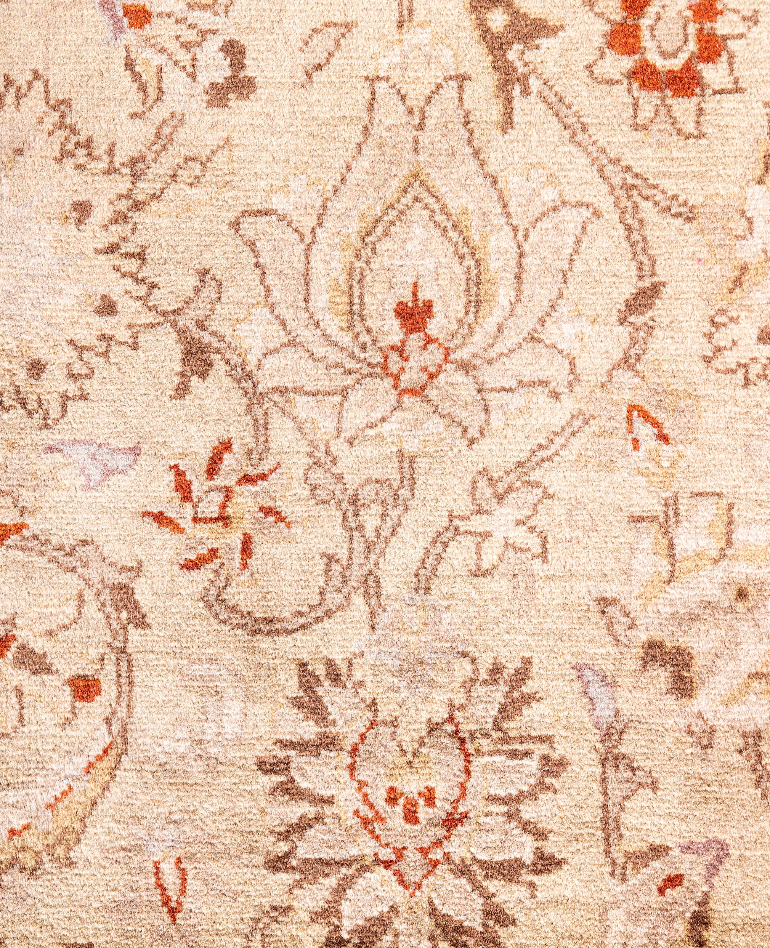 Pakistani Overdyed One-of-a-Kind Wool Beige Runner 2' 6