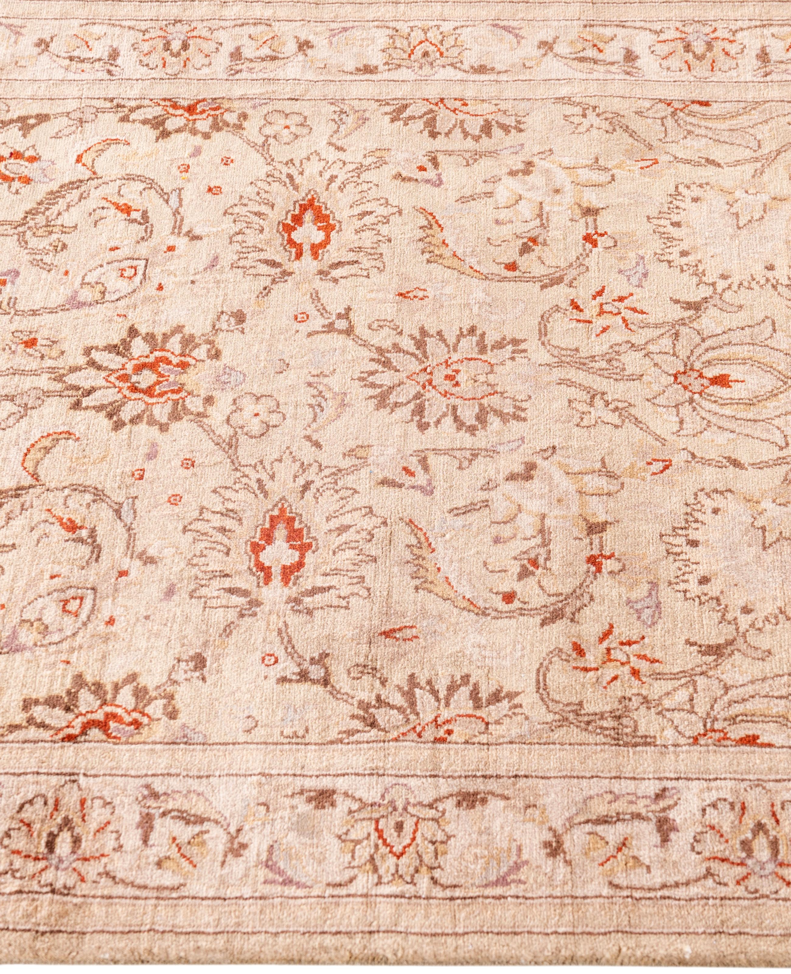 Hand-Knotted Overdyed One-of-a-Kind Wool Beige Runner 2' 6