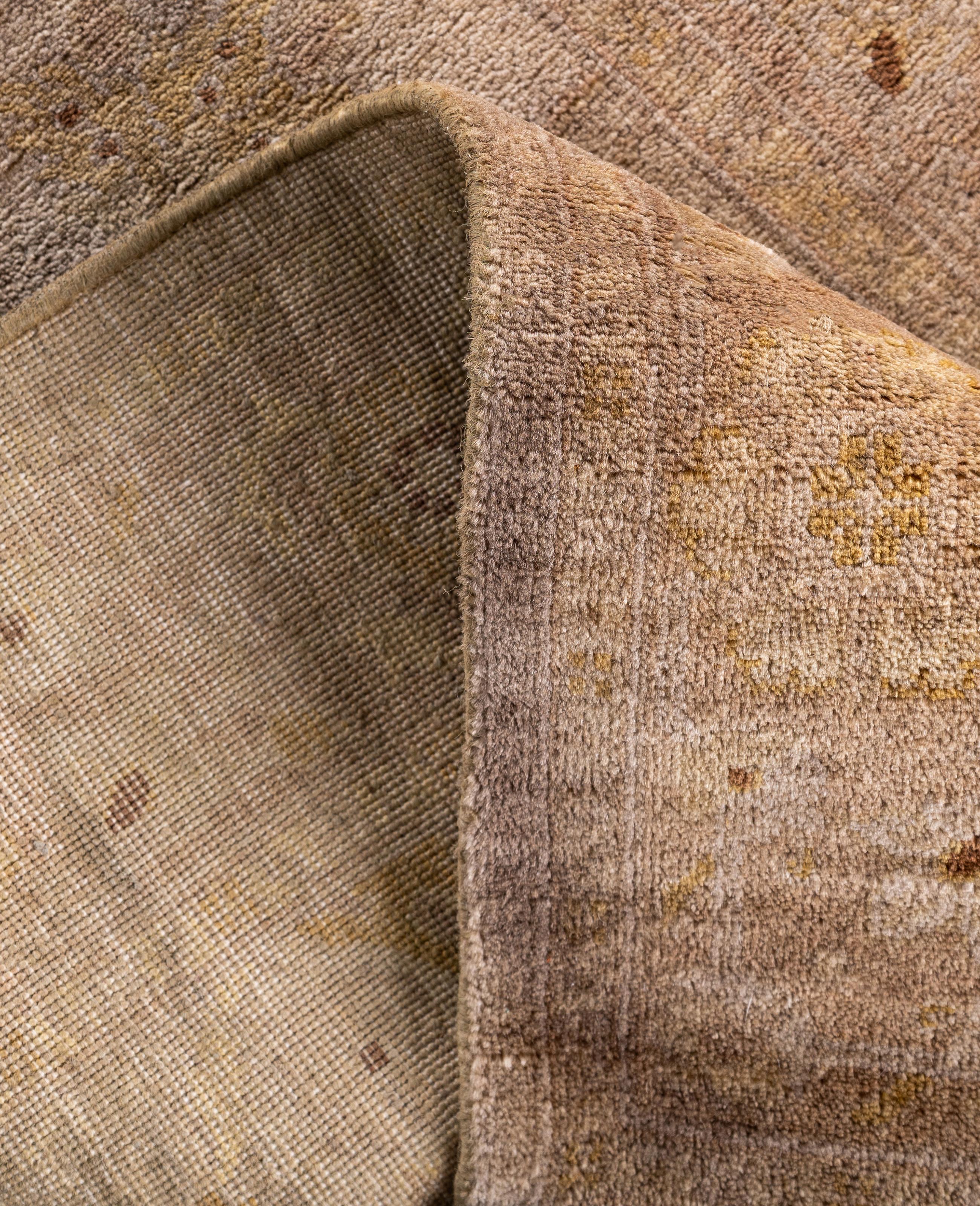 Overdyed Einzigartige Wolle Beige Läufer 2' 6