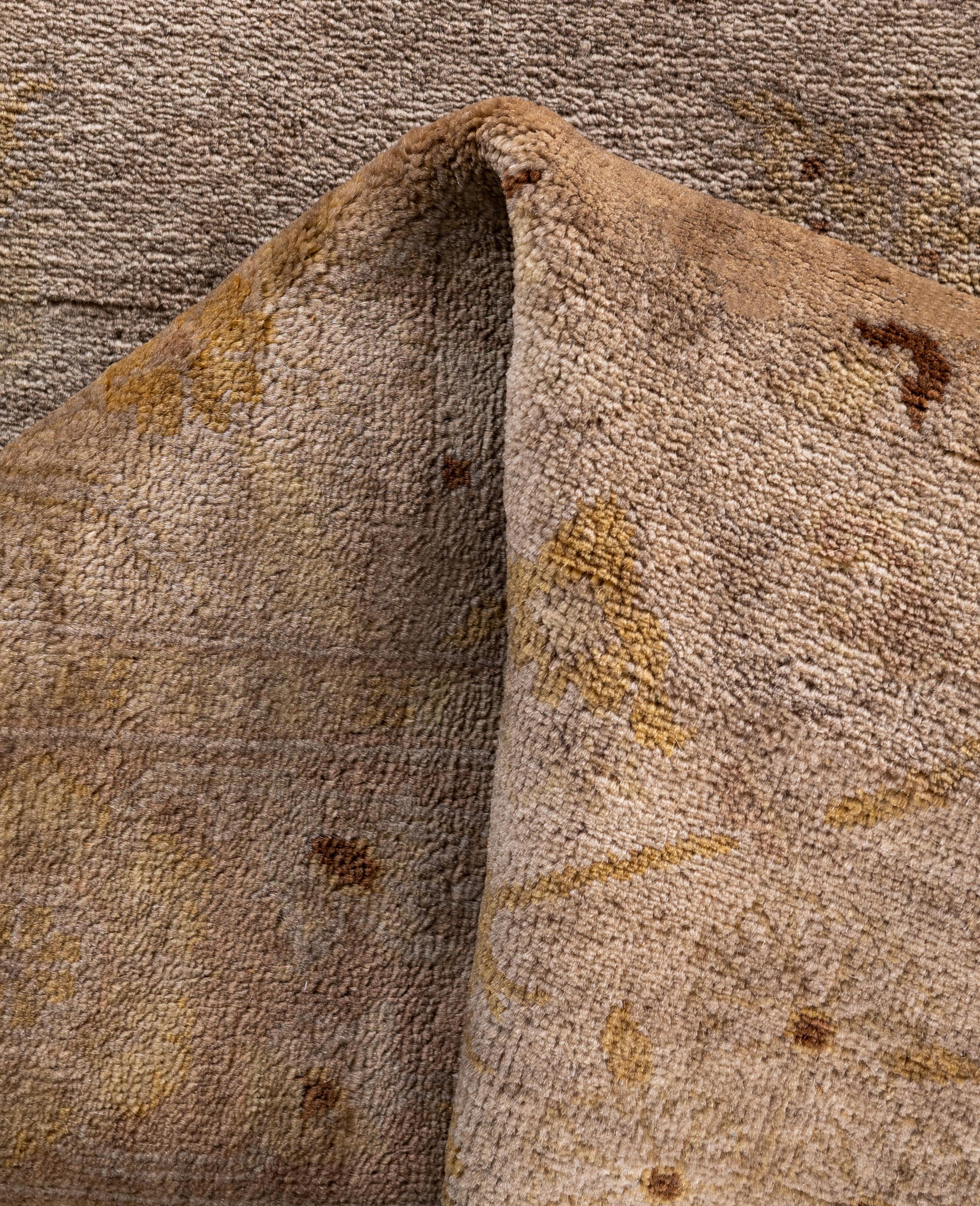 Overdyed Einzigartige Wolle Beige Läufer 2' 6